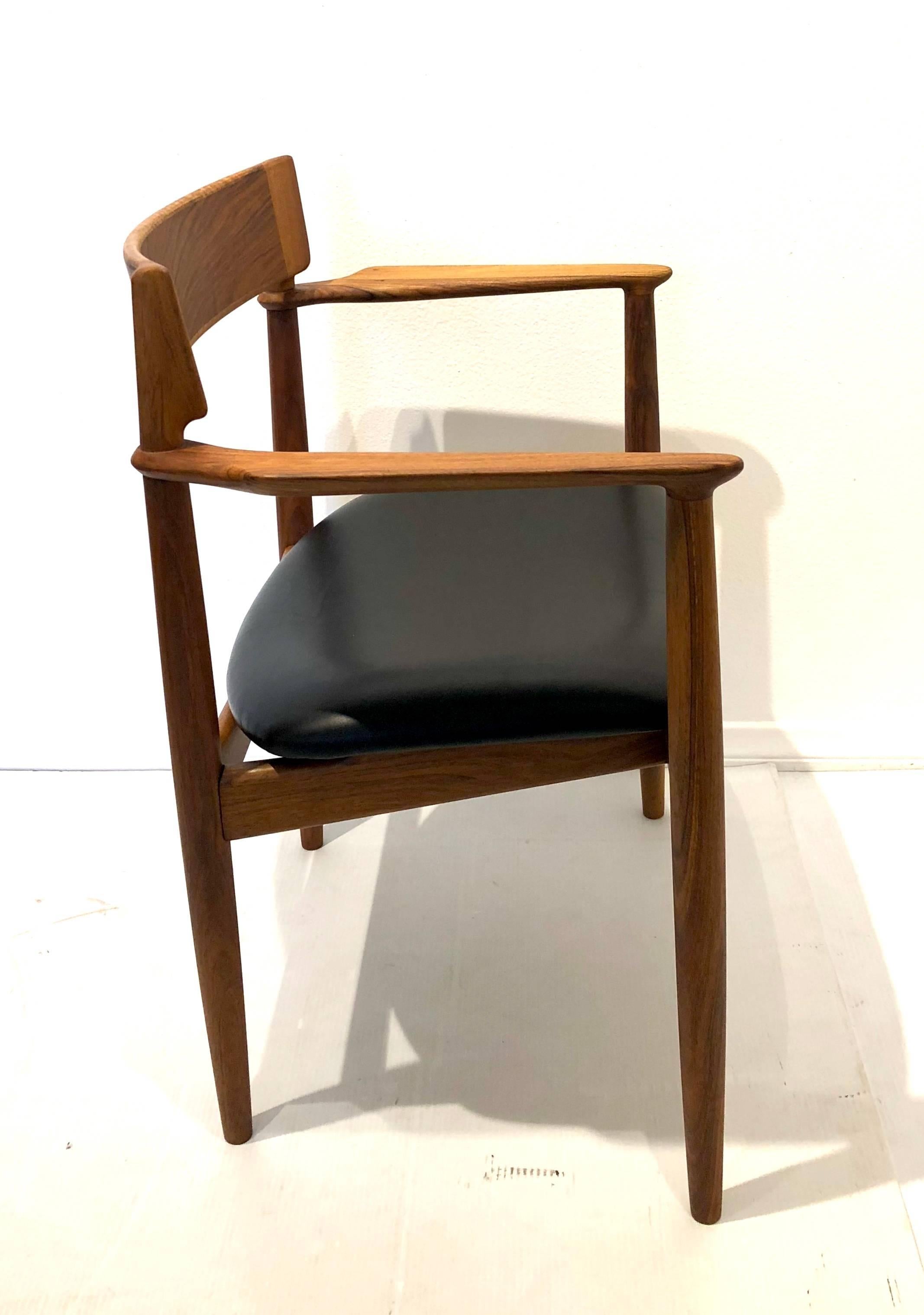 Scandinavian Modern Danish Modern Rosewood and Walnut Leather Seat Armchair by Grete Jalk