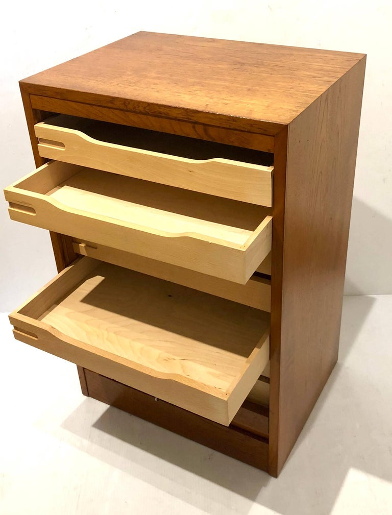 Danish Modern Tambour Door File with Multi Drawer and Lock Key