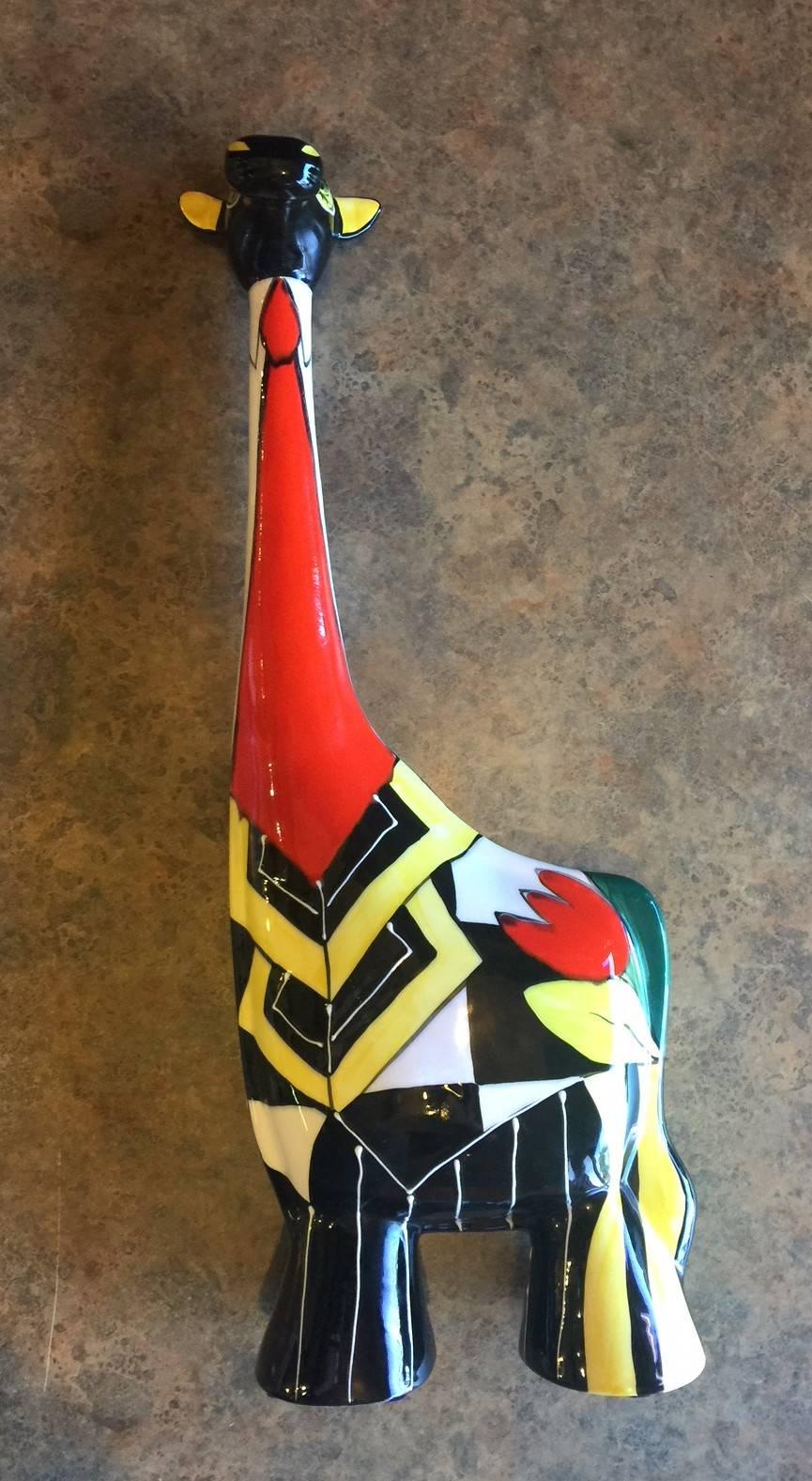 Russian Colorful Ceramic Giraffe by Turov Art of Russia For Sale