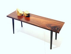 Mid-Century Modern Solid Walnut and Wenge Wood Cocktail Coffee Table Bench