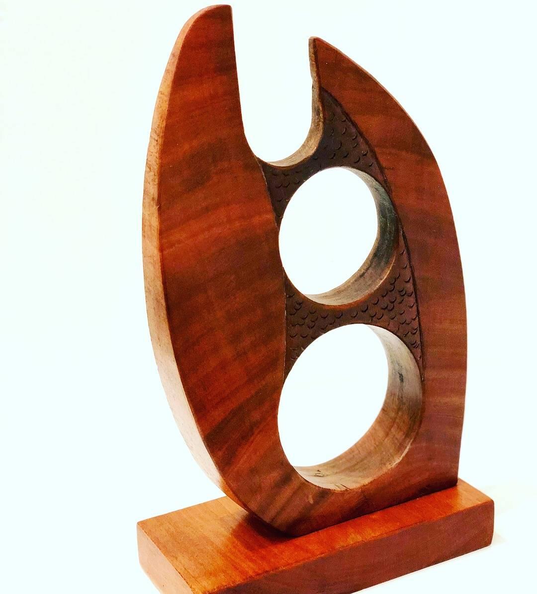 Mid-Century Modern Abstract Solid Walnut Small Sculpture 2