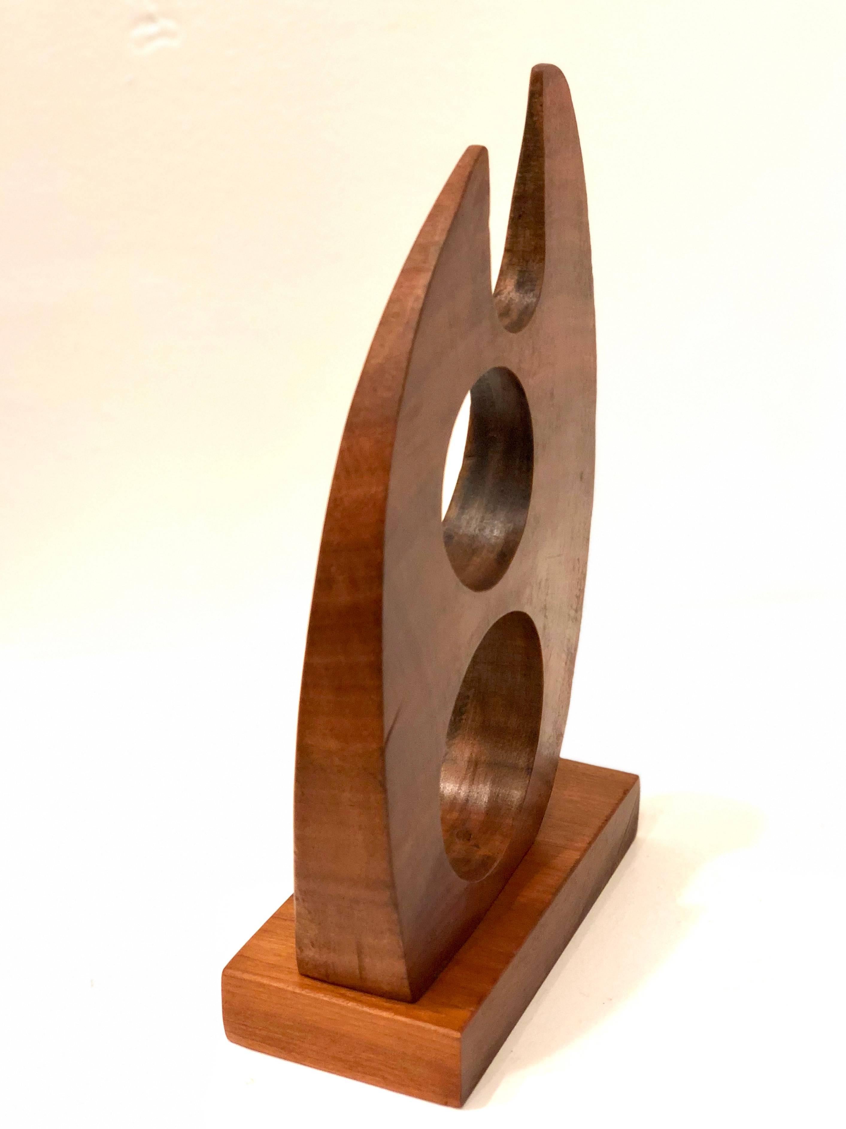 Mid-Century Modern Abstract Solid Walnut Small Sculpture In Excellent Condition In San Diego, CA