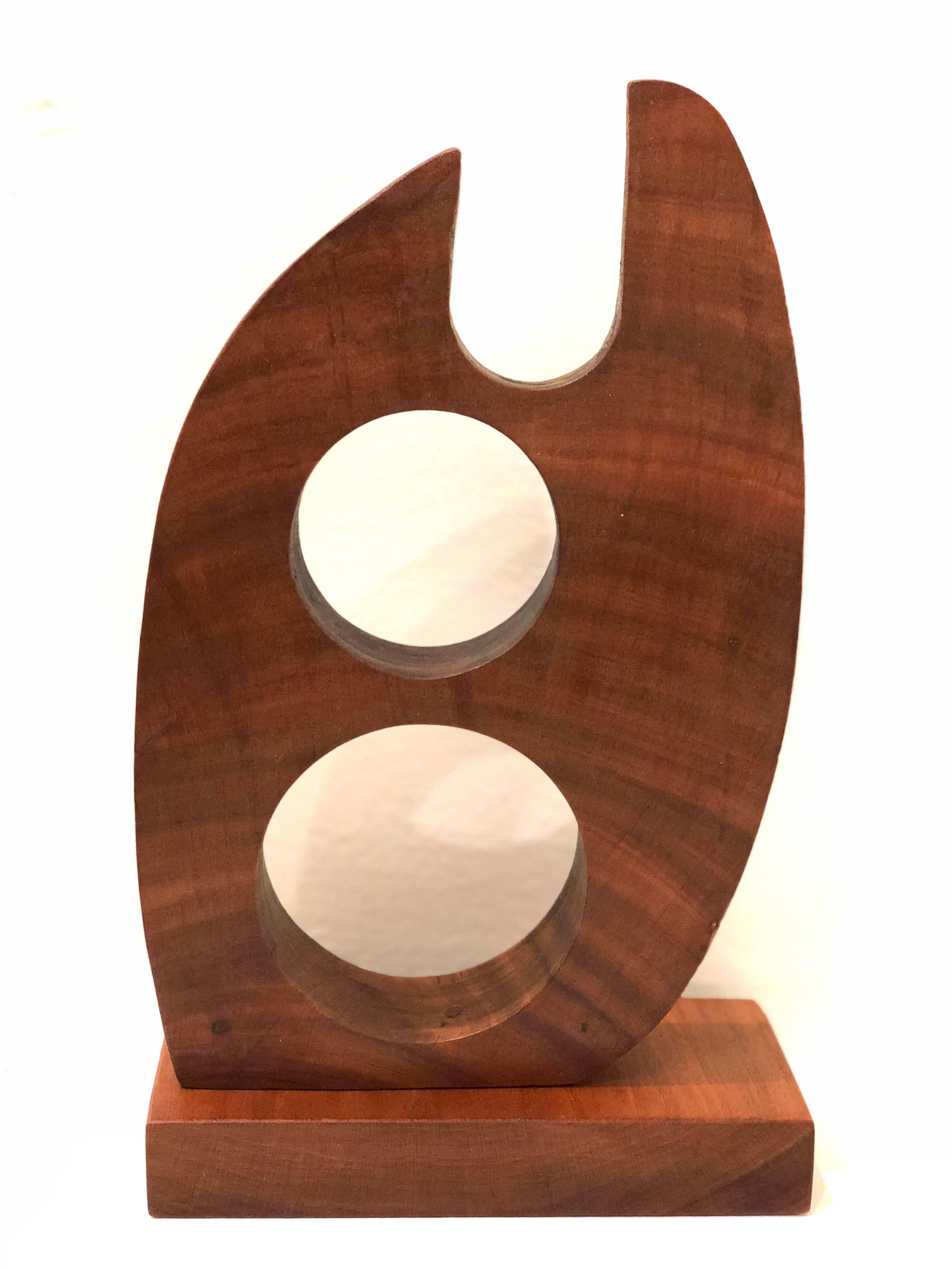 Mid-Century Modern Abstract Solid Walnut Small Sculpture 1