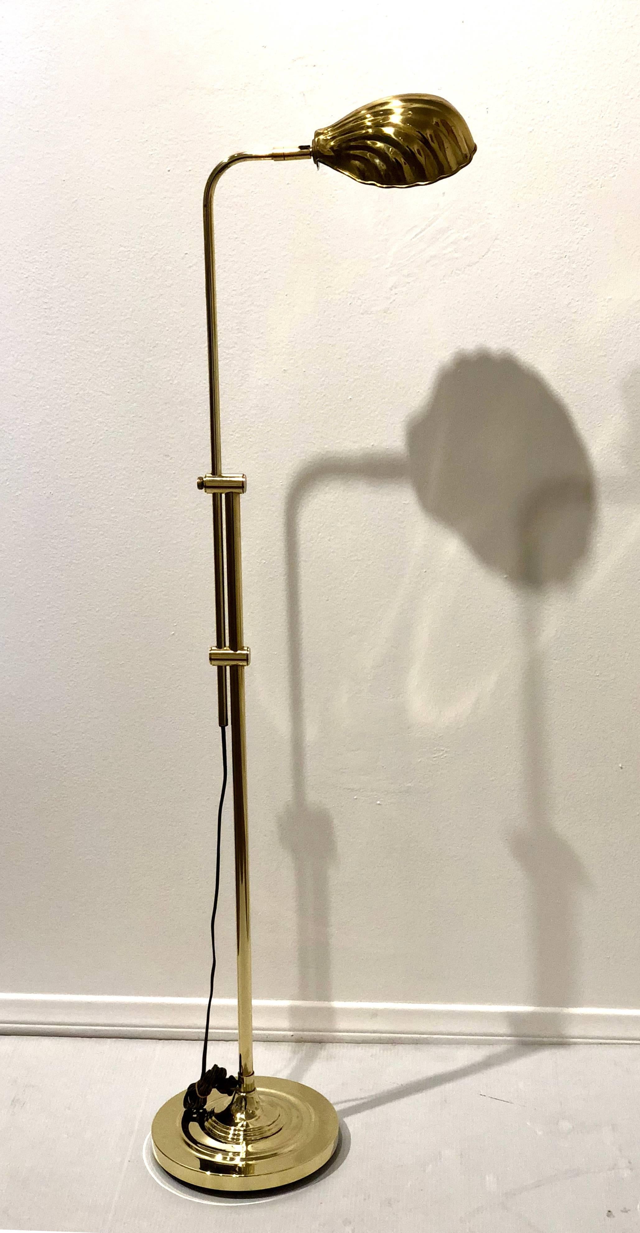 American Shell Adjustable Multidirectional Polished Brass Floor Lamp