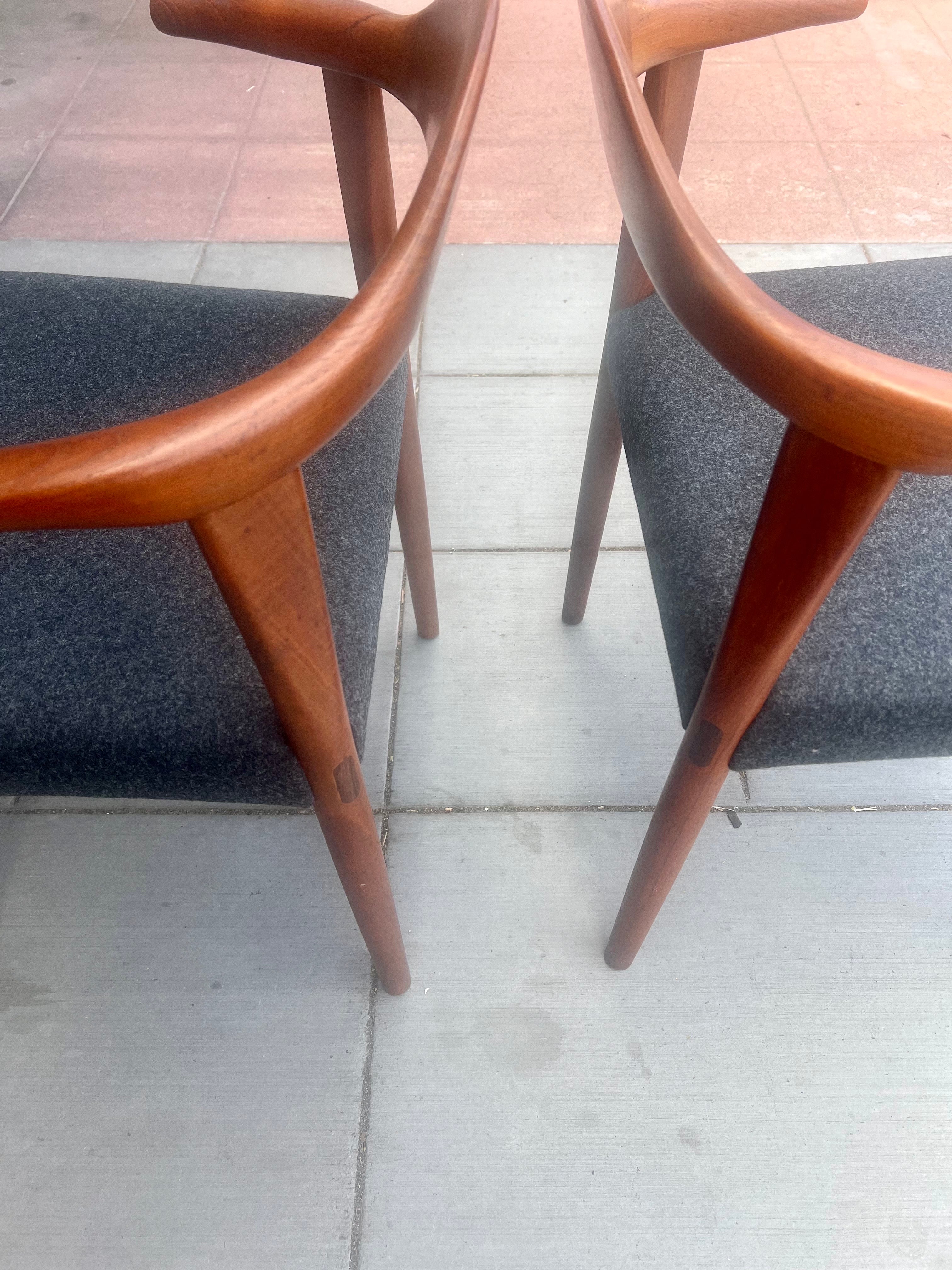 20th Century Pair of Danish Modern Bullhorn Rare Armchairs by Harry Ostergaard