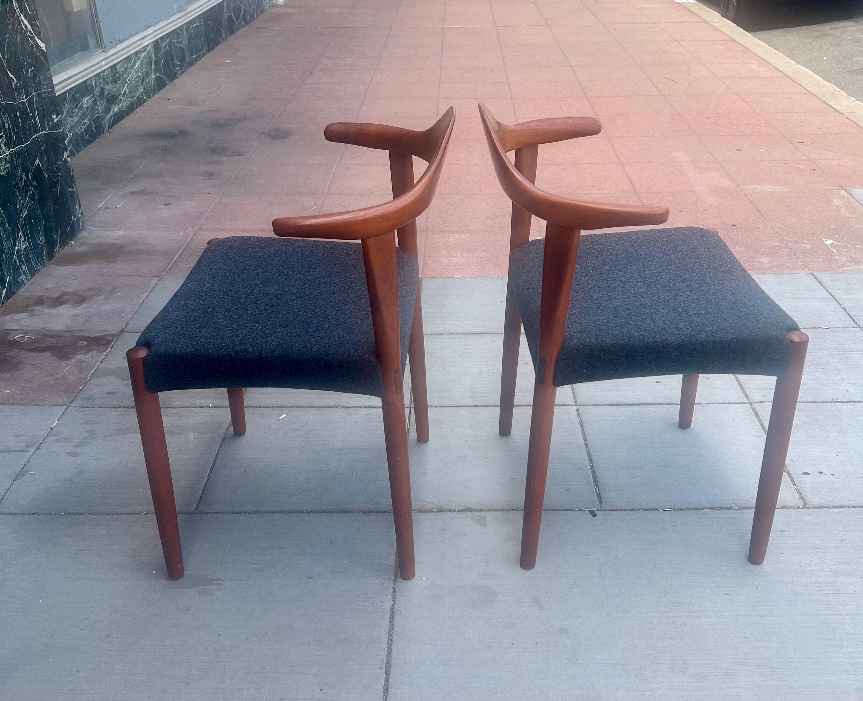 Scandinavian Modern Pair of Danish Modern Bullhorn Rare Armchairs by Harry Ostergaard