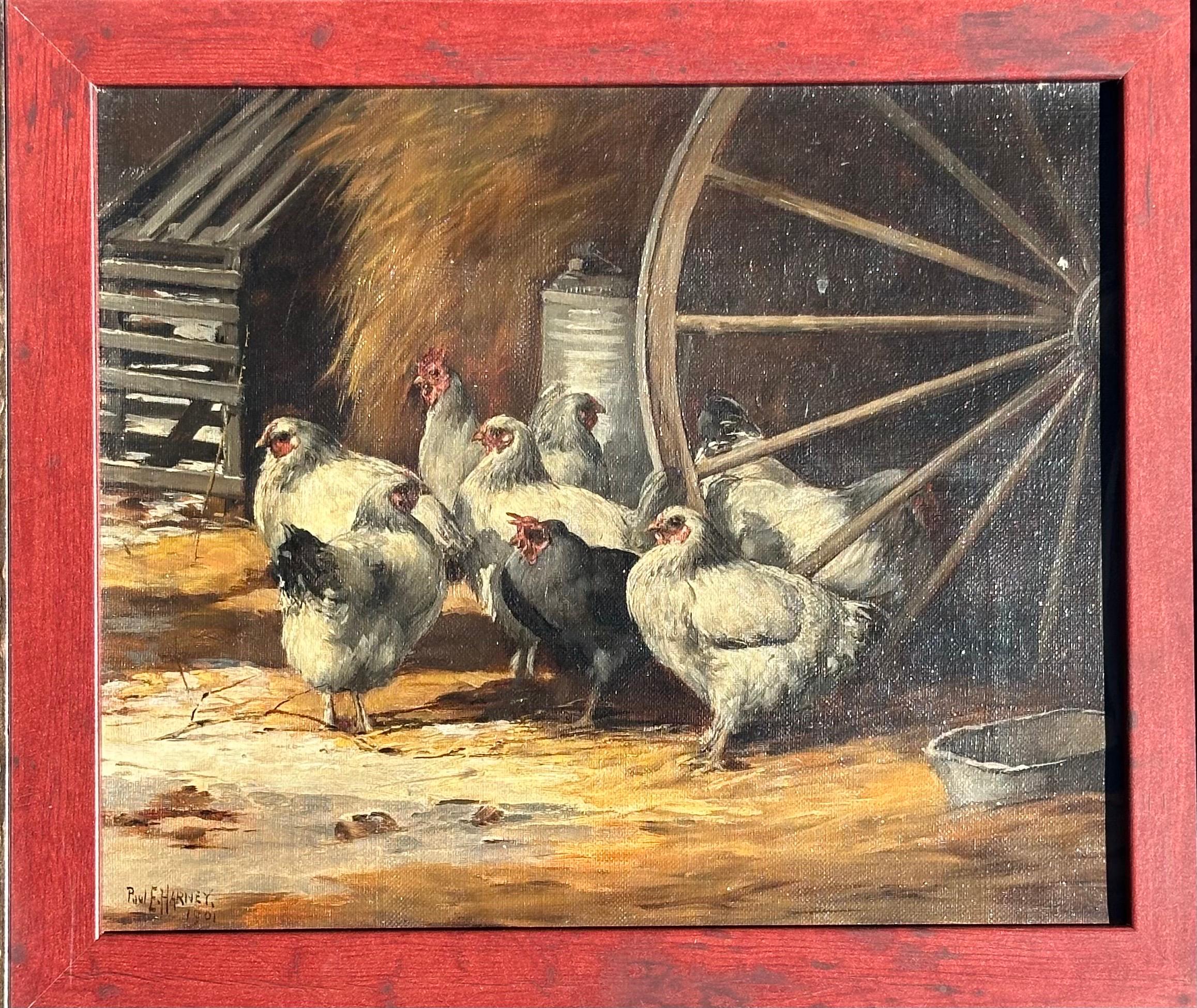 Antique Original Oil on Canvas Painting by Paul E. Harney 1901 For Sale 10