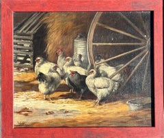 Antico dipinto originale a olio su tela di Paul E. Harney 1901