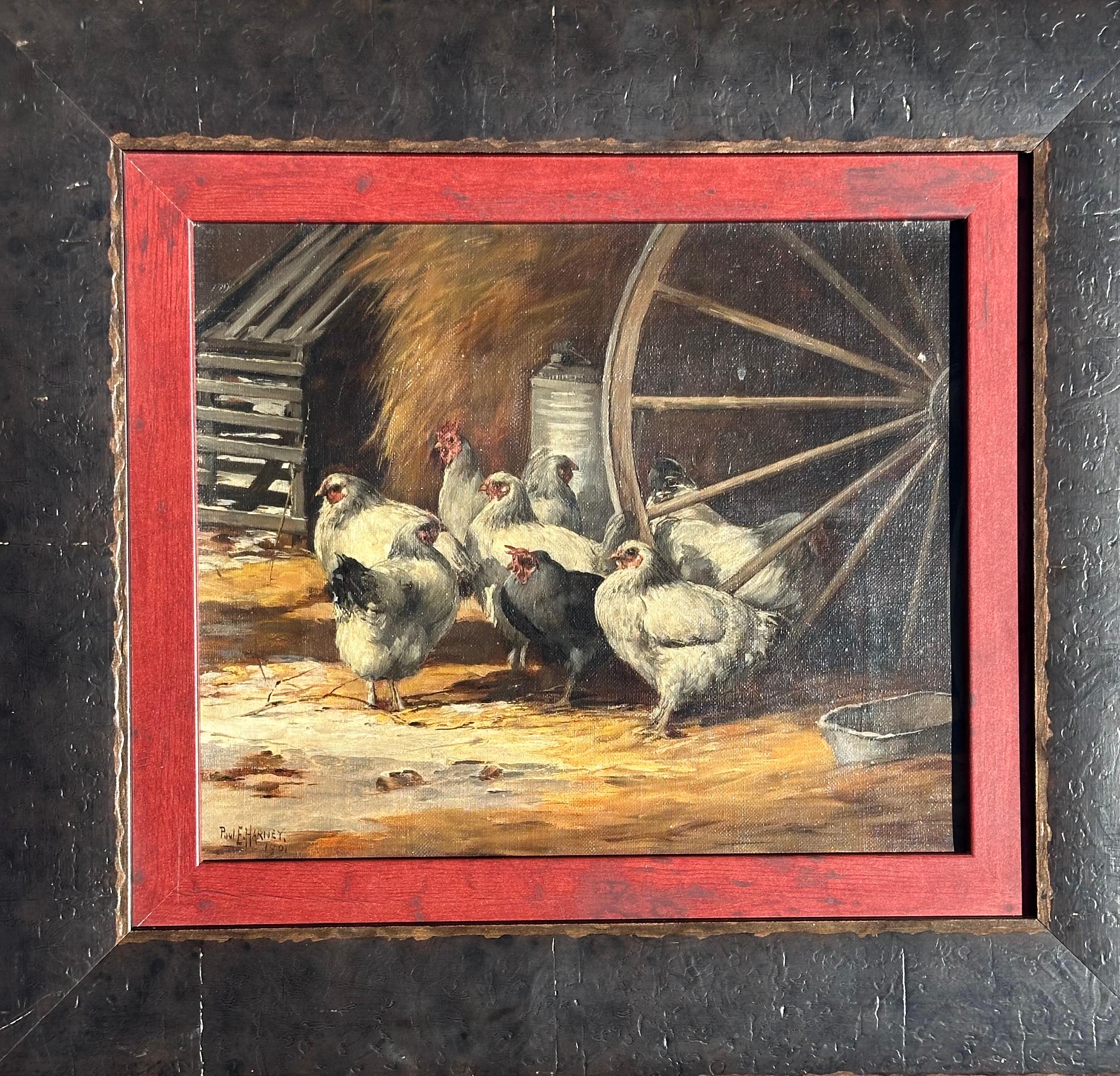 Antique Original Oil on Canvas Painting by Paul E. Harney 1901 For Sale 11