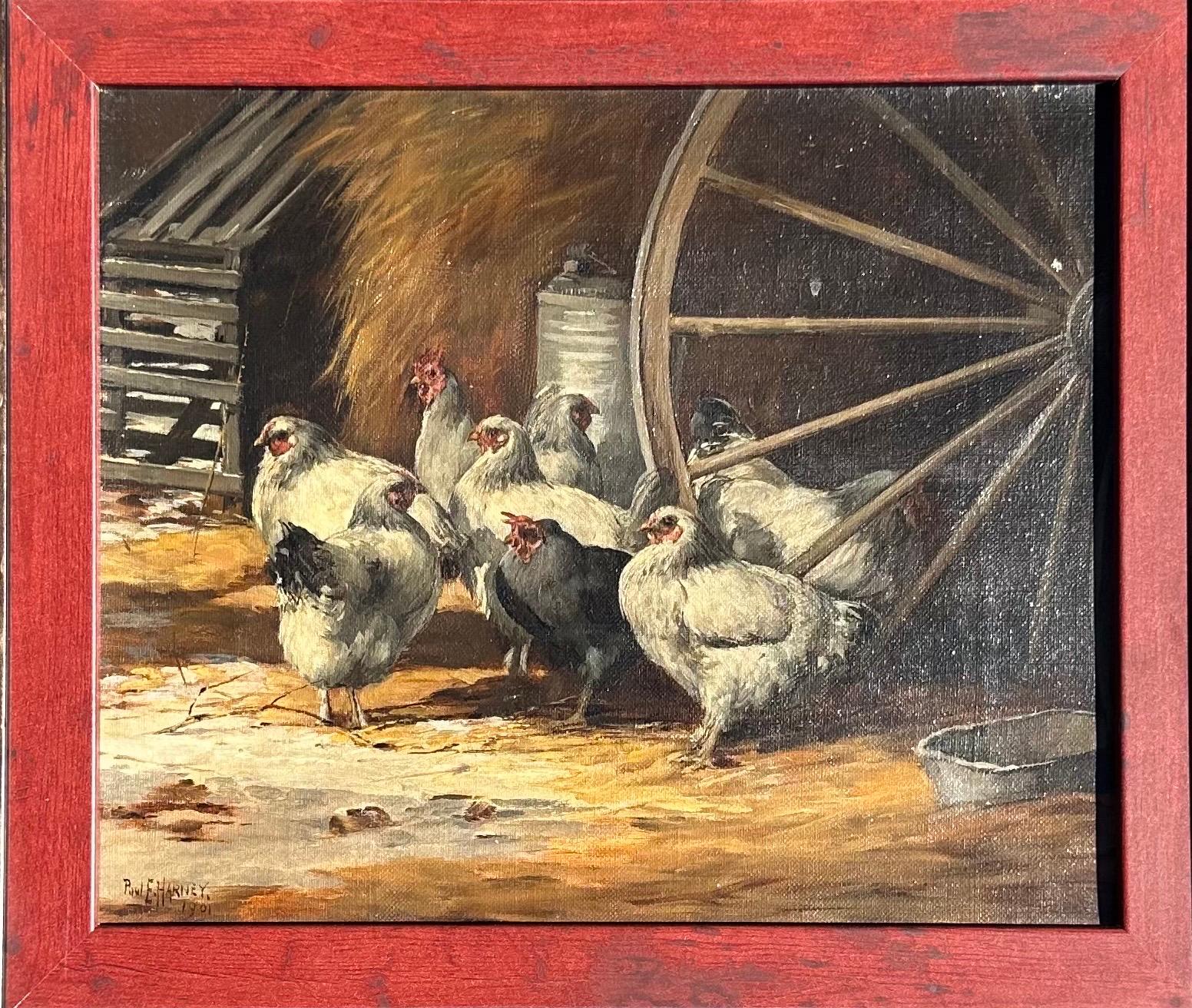 Antique Original Oil on Canvas Painting by Paul E. Harney 1901 For Sale 12