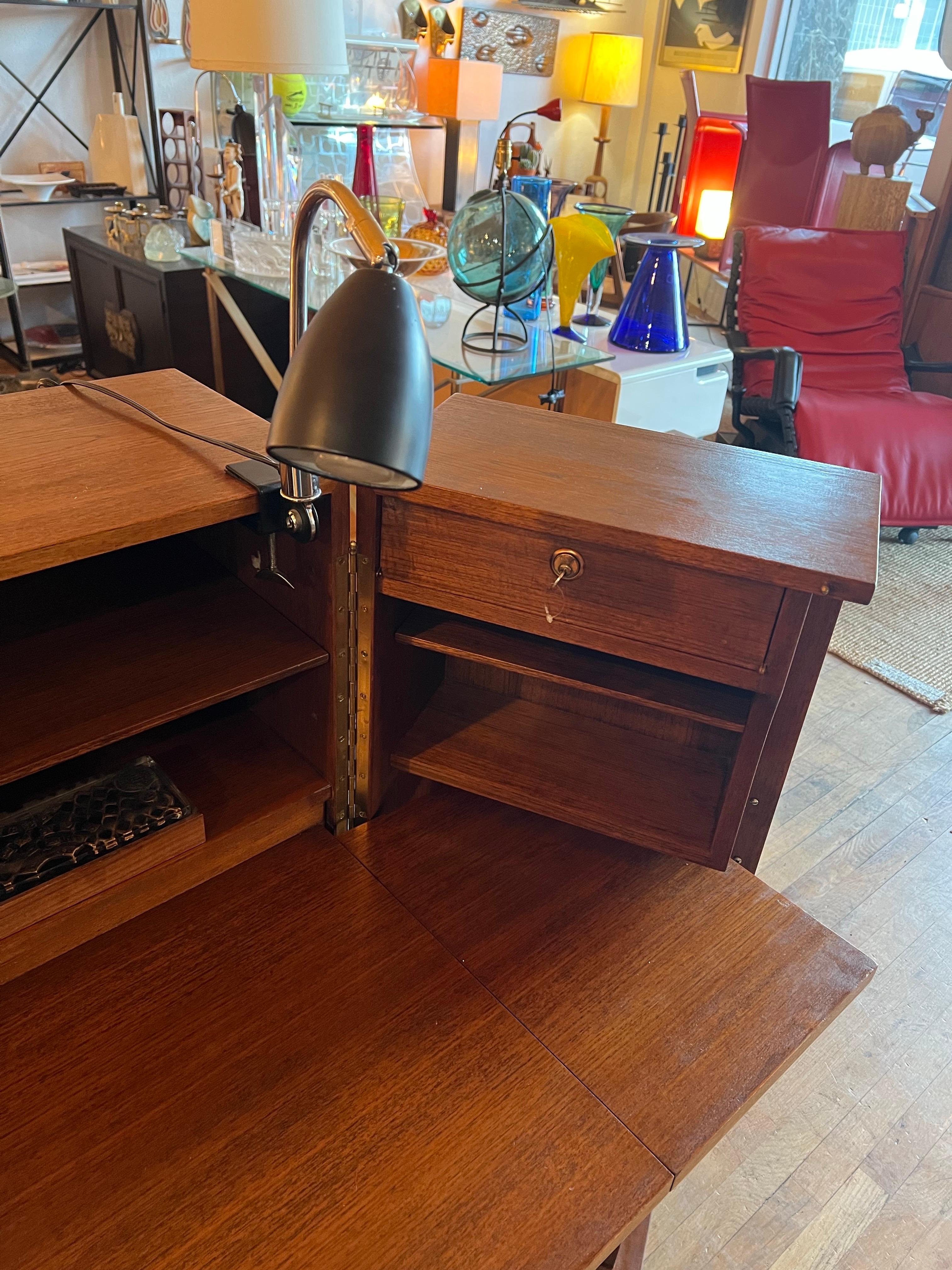 Striking Folding Danish Modern Mid Century Desk in Walnut 4