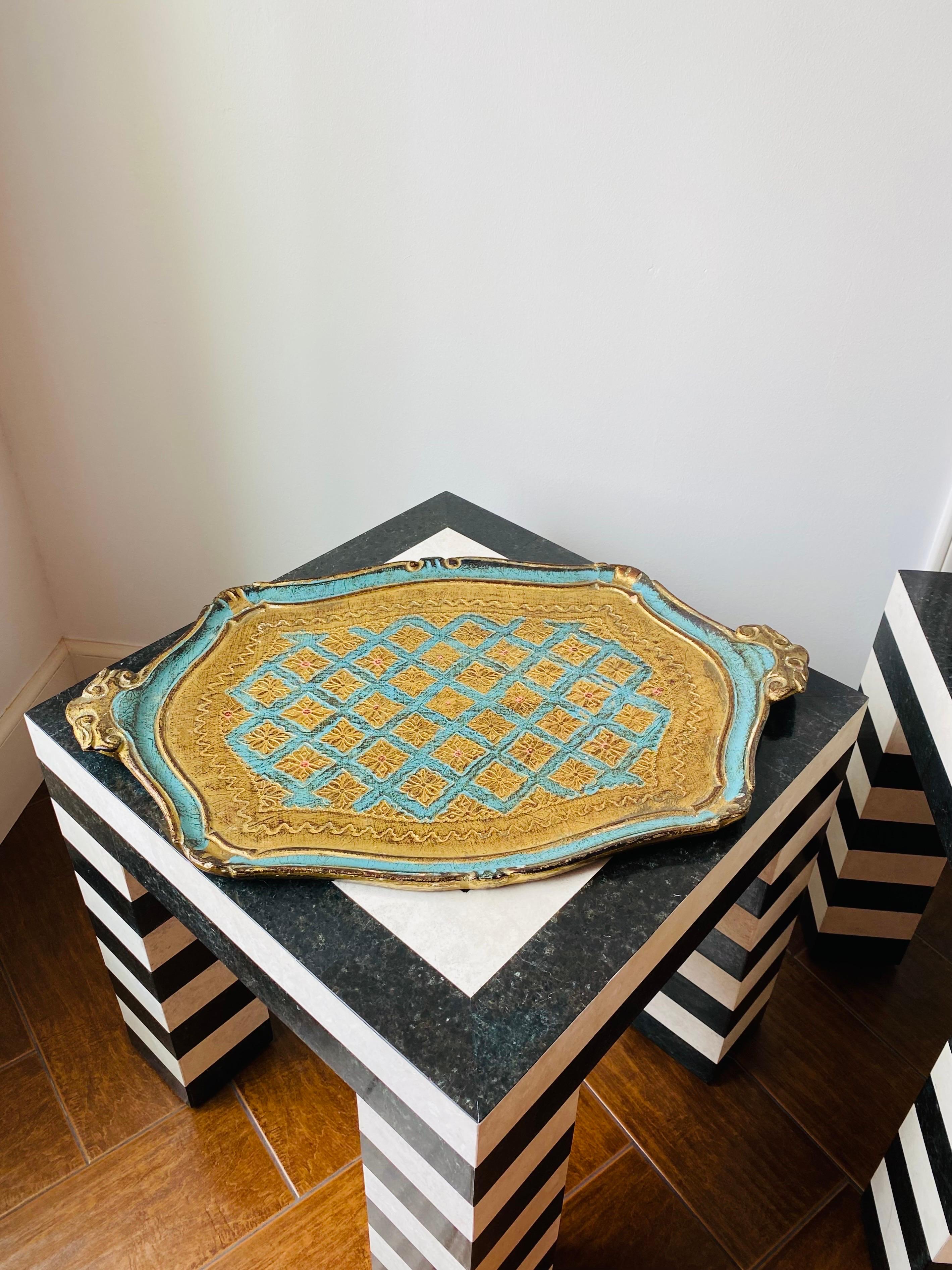 Mid Century Borghese Florentine Gilt Tray Made in Italy 1