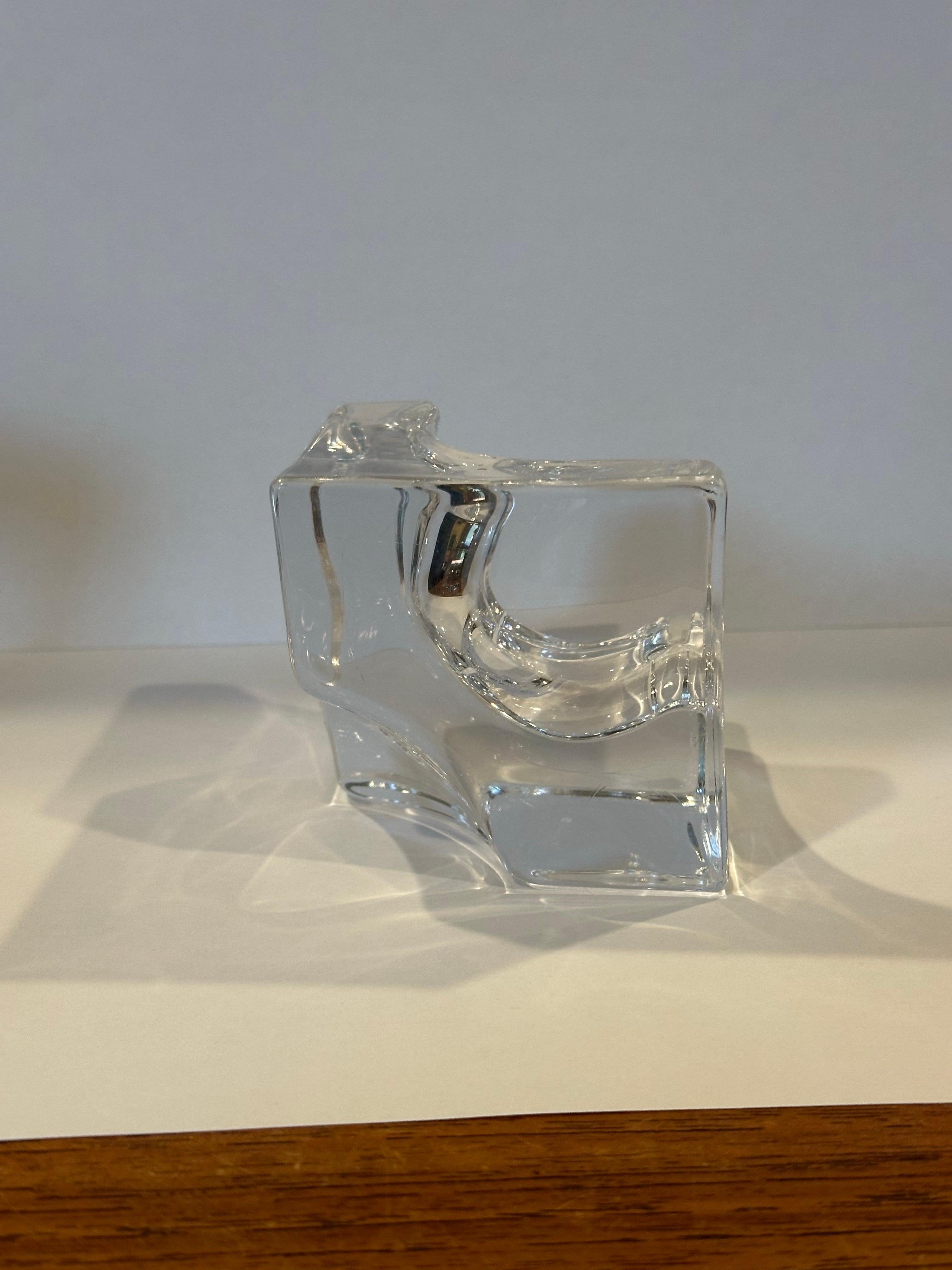 XX secolo Cubo astratto modernista in vetro artistico trasparente di Daum, Francia in vendita