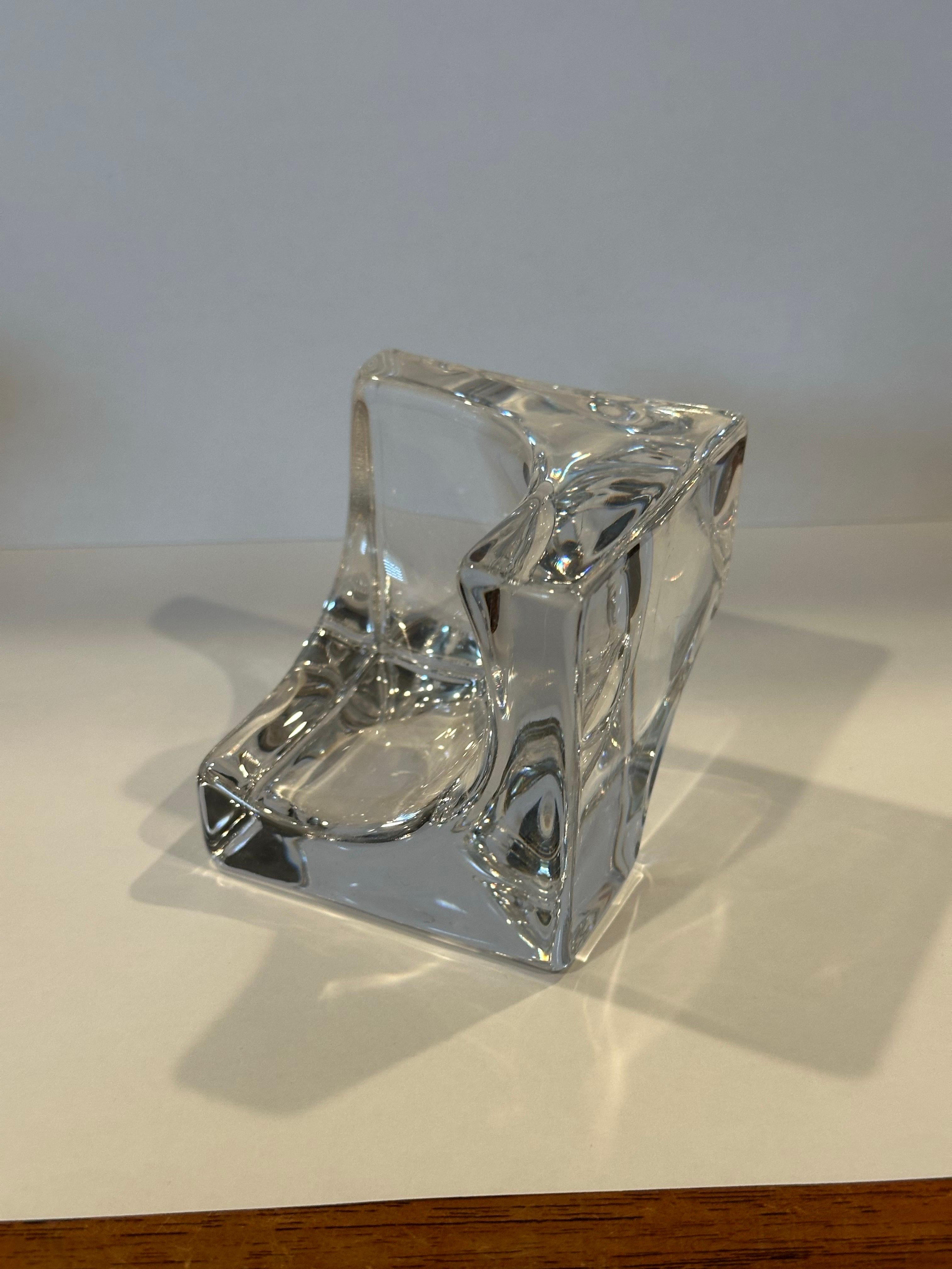 Cristallo Cubo astratto modernista in vetro artistico trasparente di Daum, Francia in vendita
