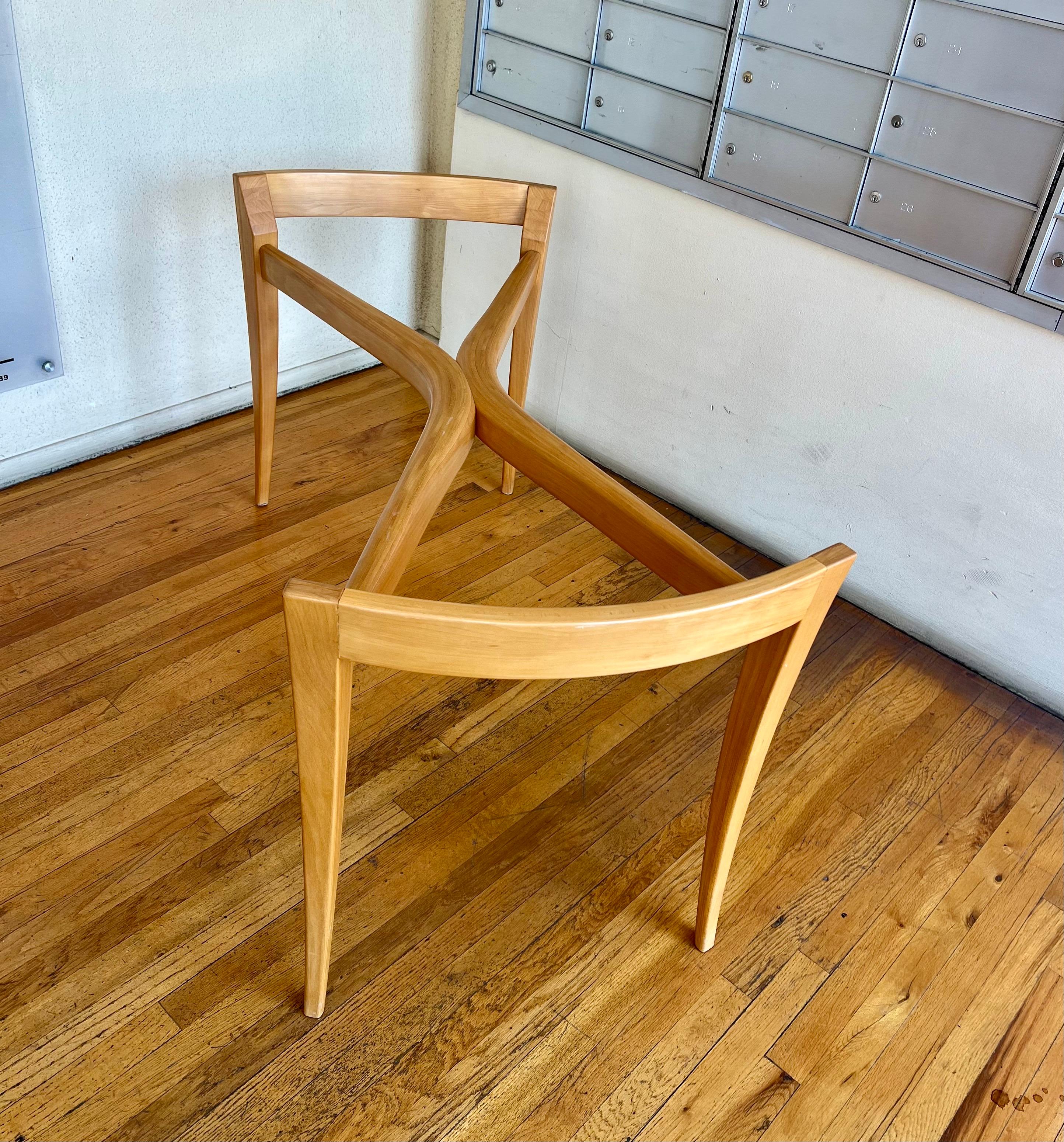 American 1980's Postmodern Solid Birch Wood Custom Table Dining Base For Sale