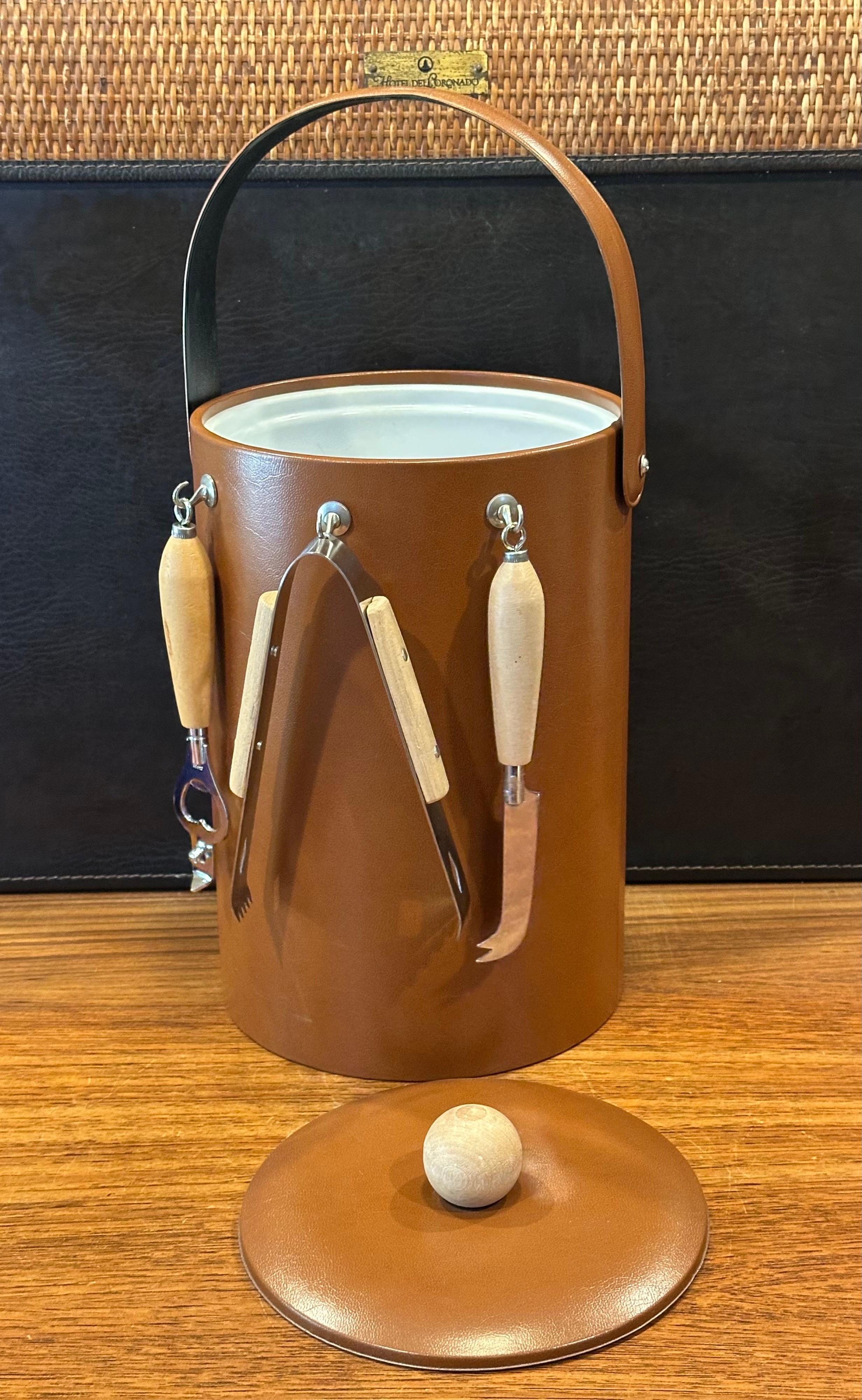 MCM Ice Bucket with Bar Tools by Georges Briard - New with Tag For Sale 3