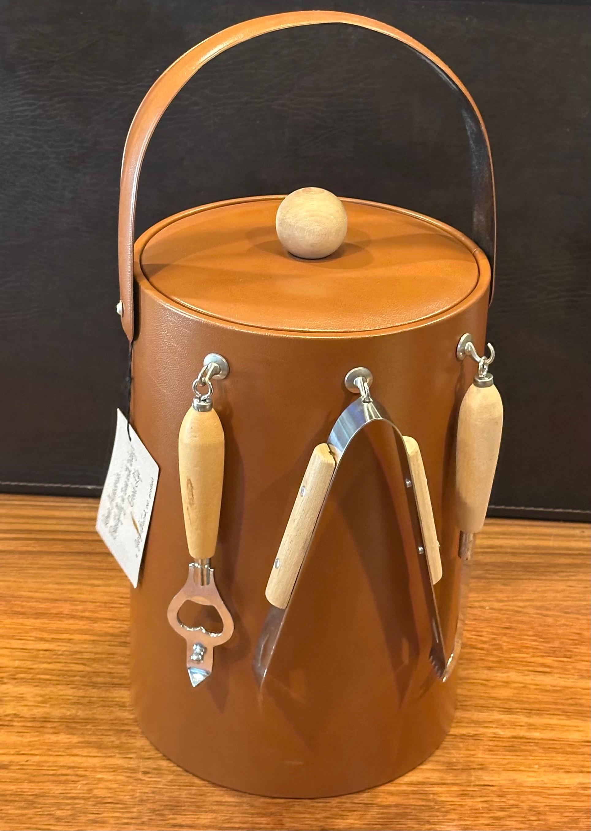 20th Century MCM Ice Bucket with Bar Tools by Georges Briard - New with Tag For Sale