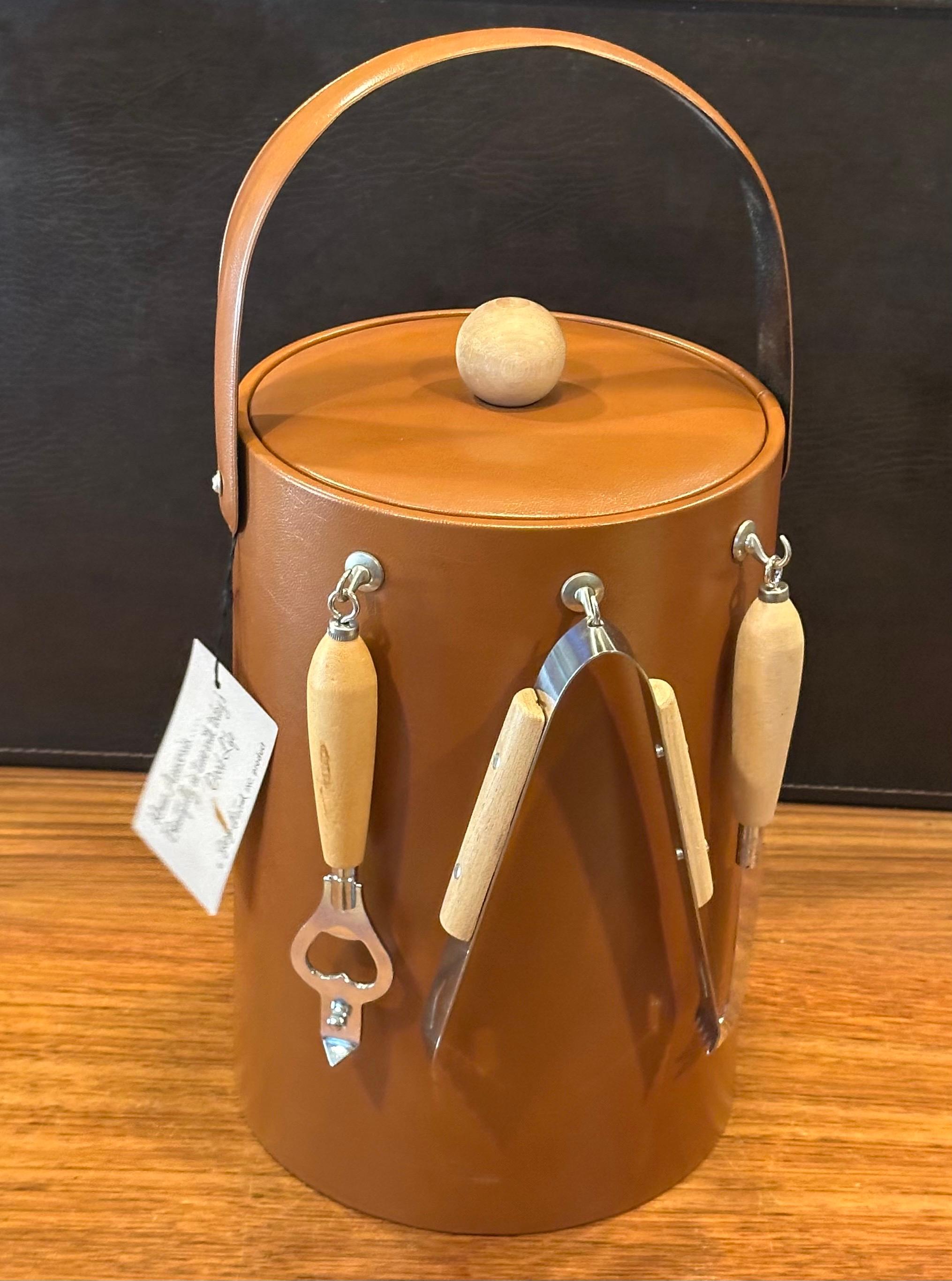 MCM Ice Bucket with Bar Tools by Georges Briard - New with Tag For Sale 1