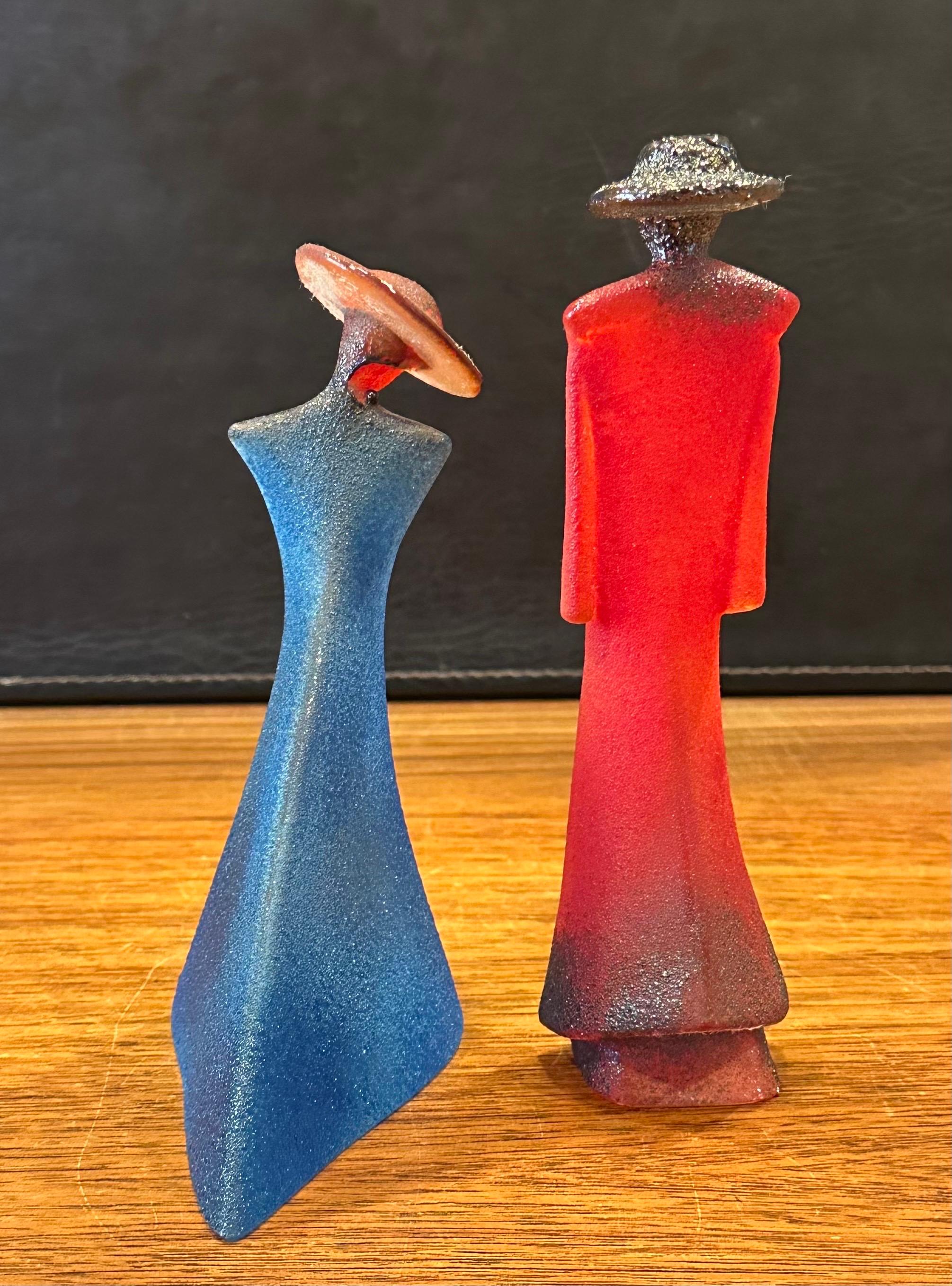 Coppia di sculture in vetro artistico 
