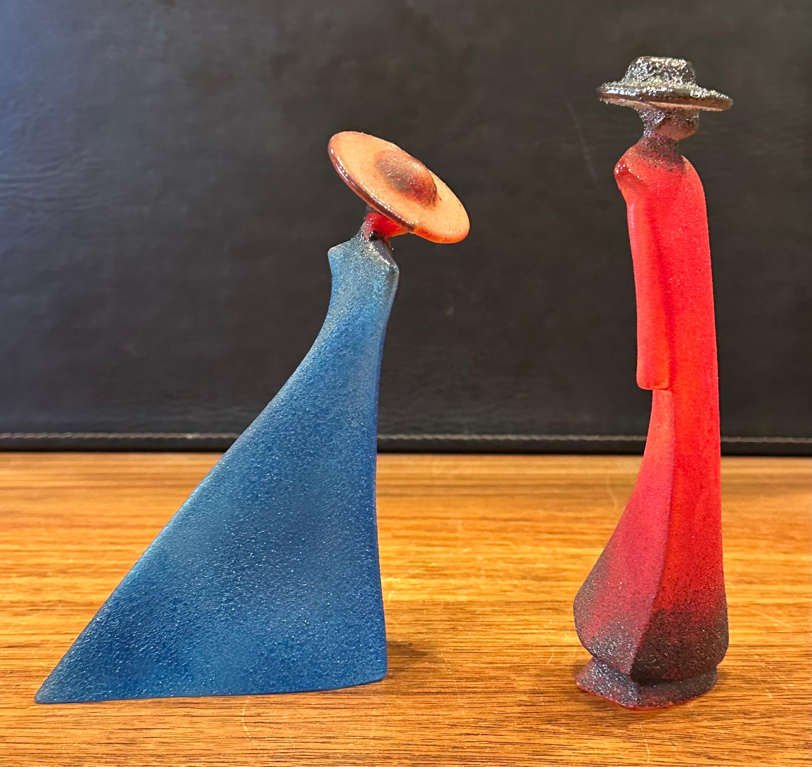 XX secolo Coppia di sculture in vetro artistico 
