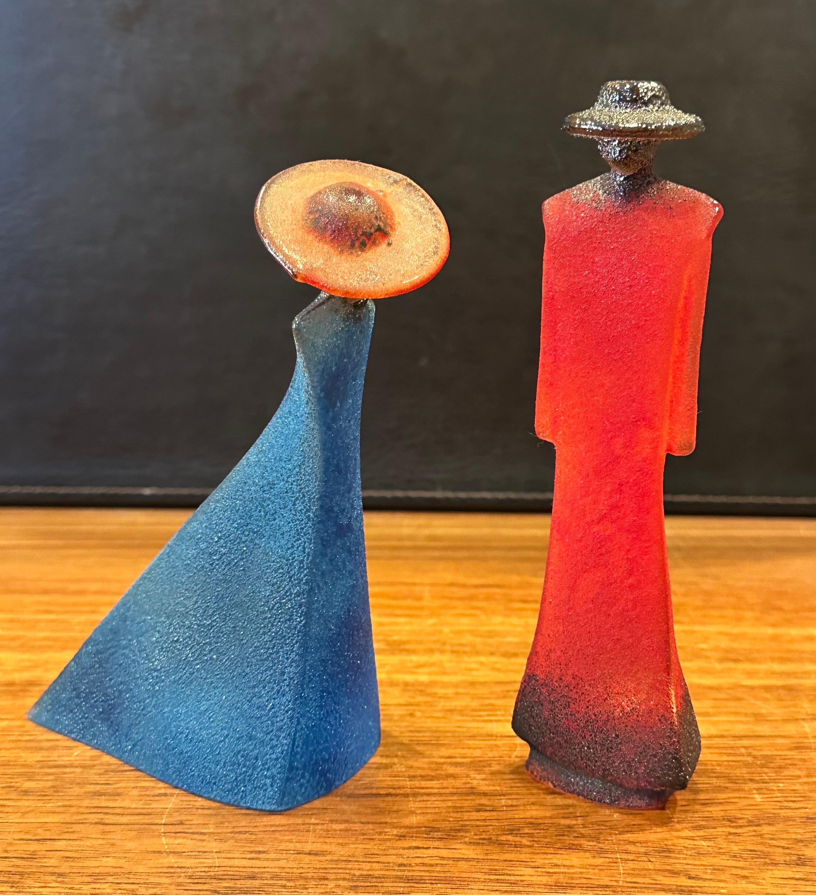 Coppia di sculture in vetro artistico 