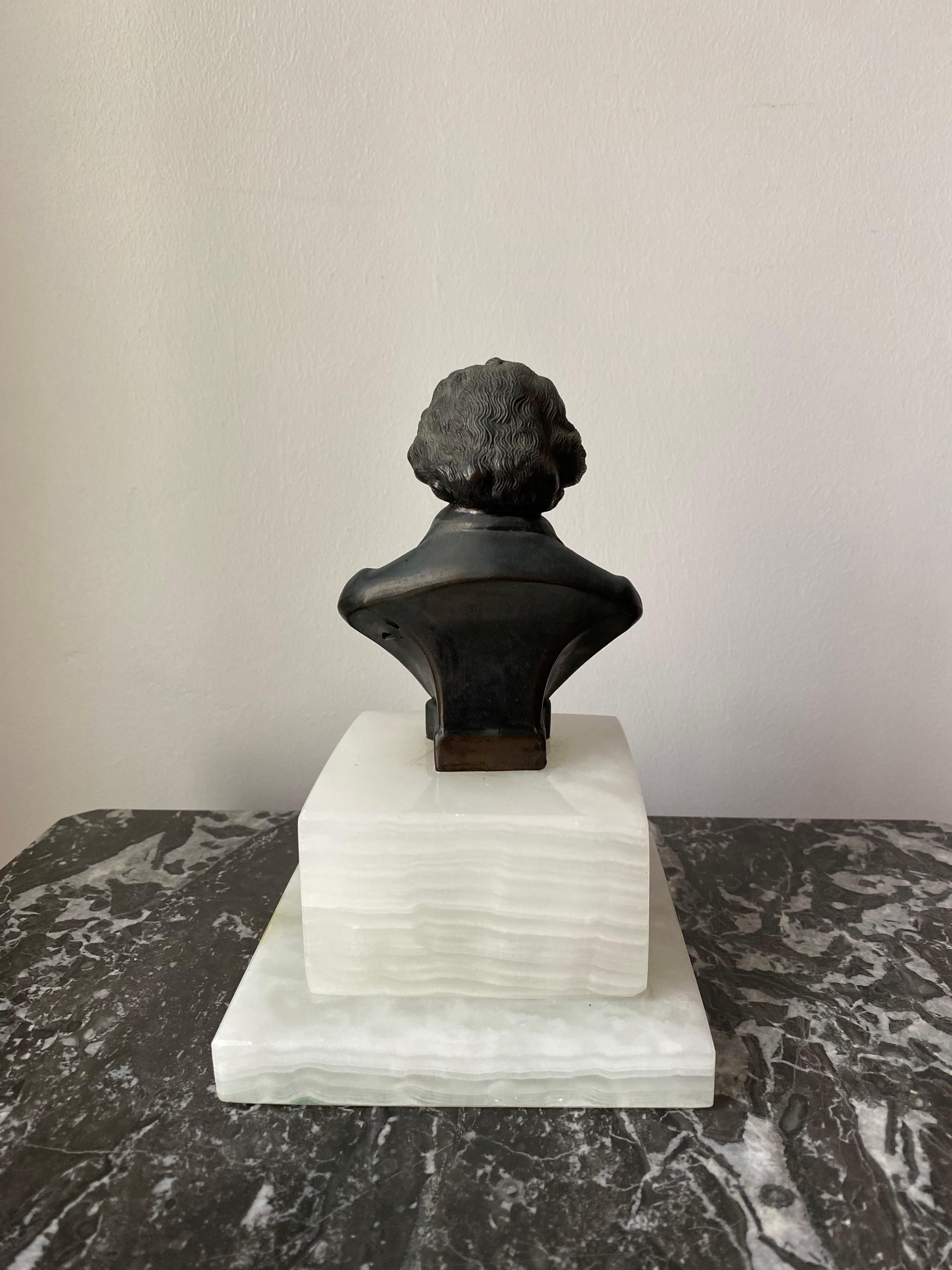 Cast Beethoven Bust on Onyx Base 1960s For Sale