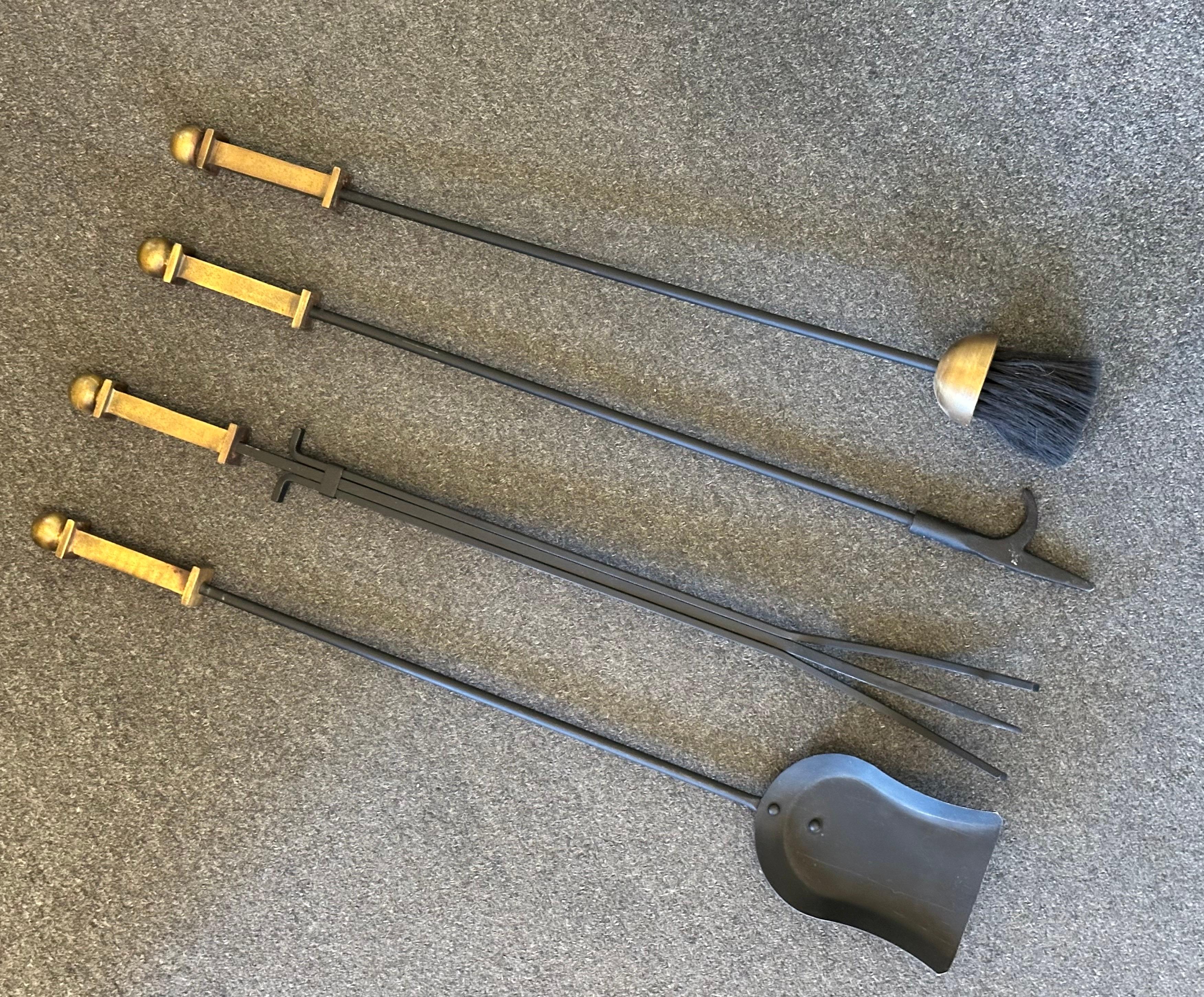 Iron Set of Four Hollywood Regency Fireplace Tools by Pilgrim Manufacturing For Sale