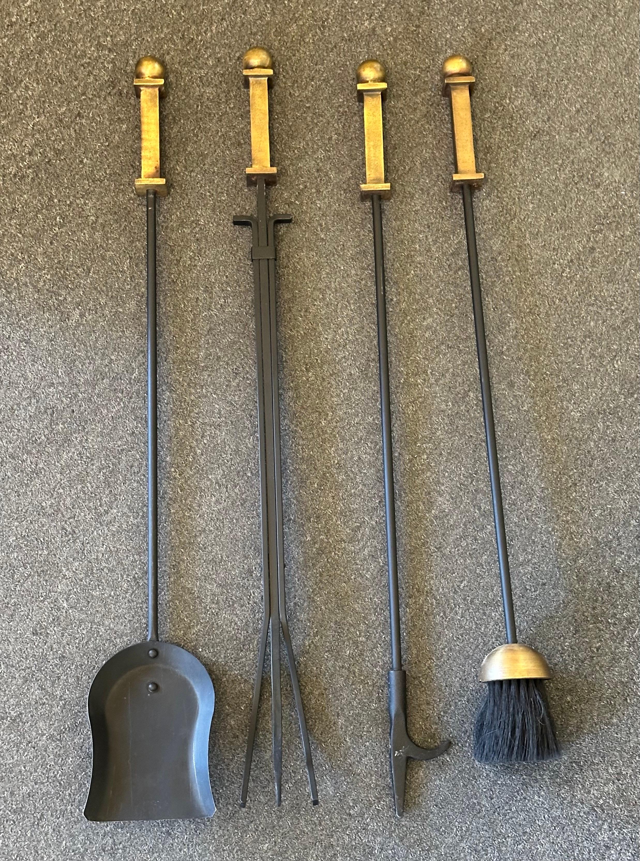 20th Century Set of Four Hollywood Regency Fireplace Tools by Pilgrim Manufacturing For Sale