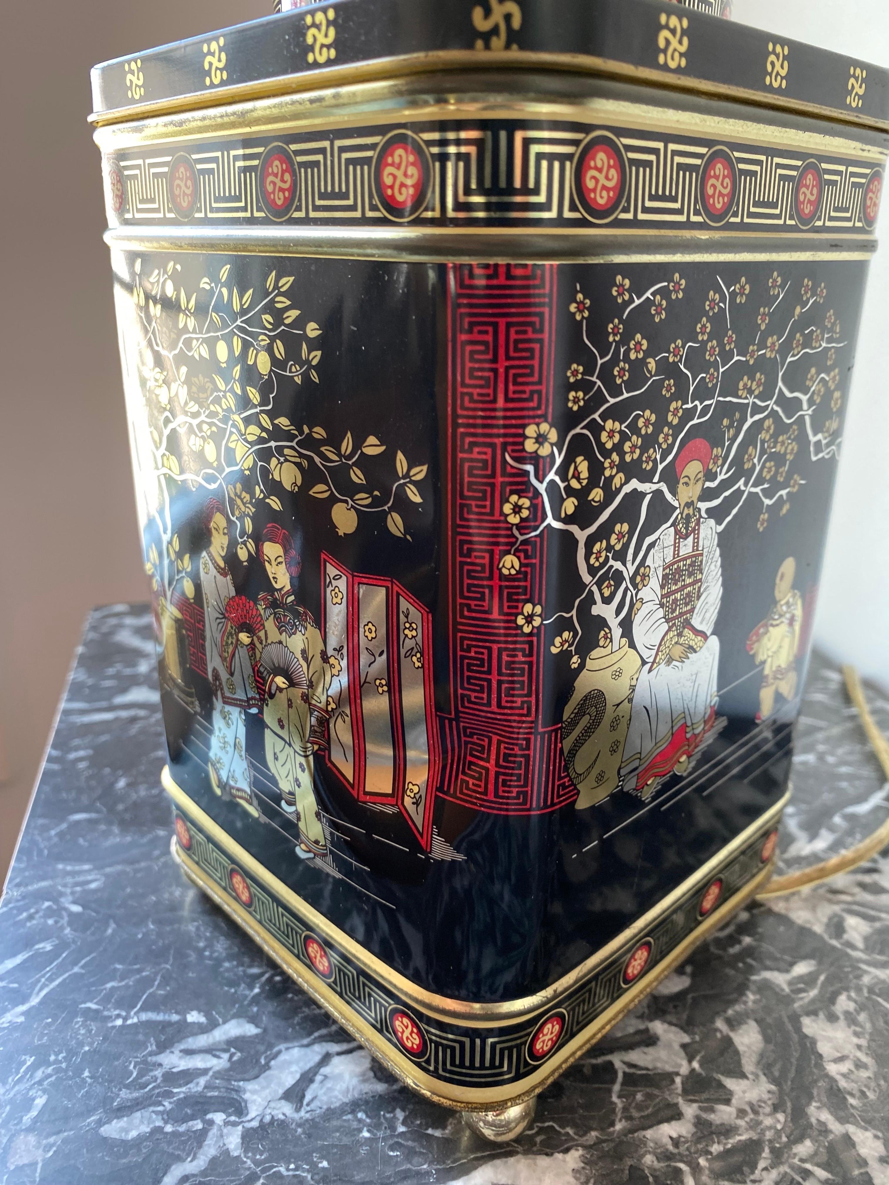 Mid Century Chinoiserie Tea Tin Lamp by Frederick Cooper For Sale 3
