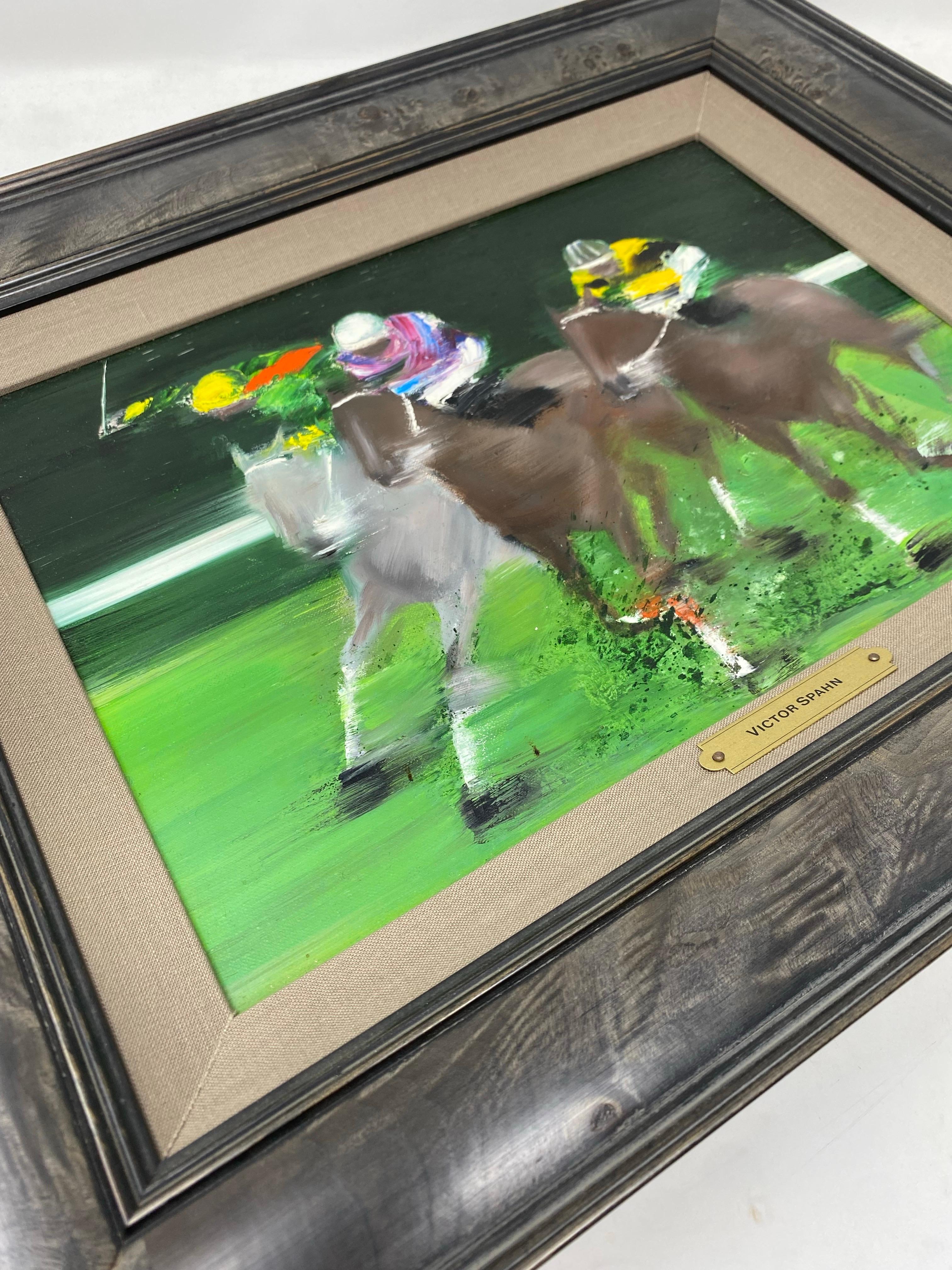 Originalgemälde Polospieler-Szene von Victor Spahn (Handgefertigt) im Angebot