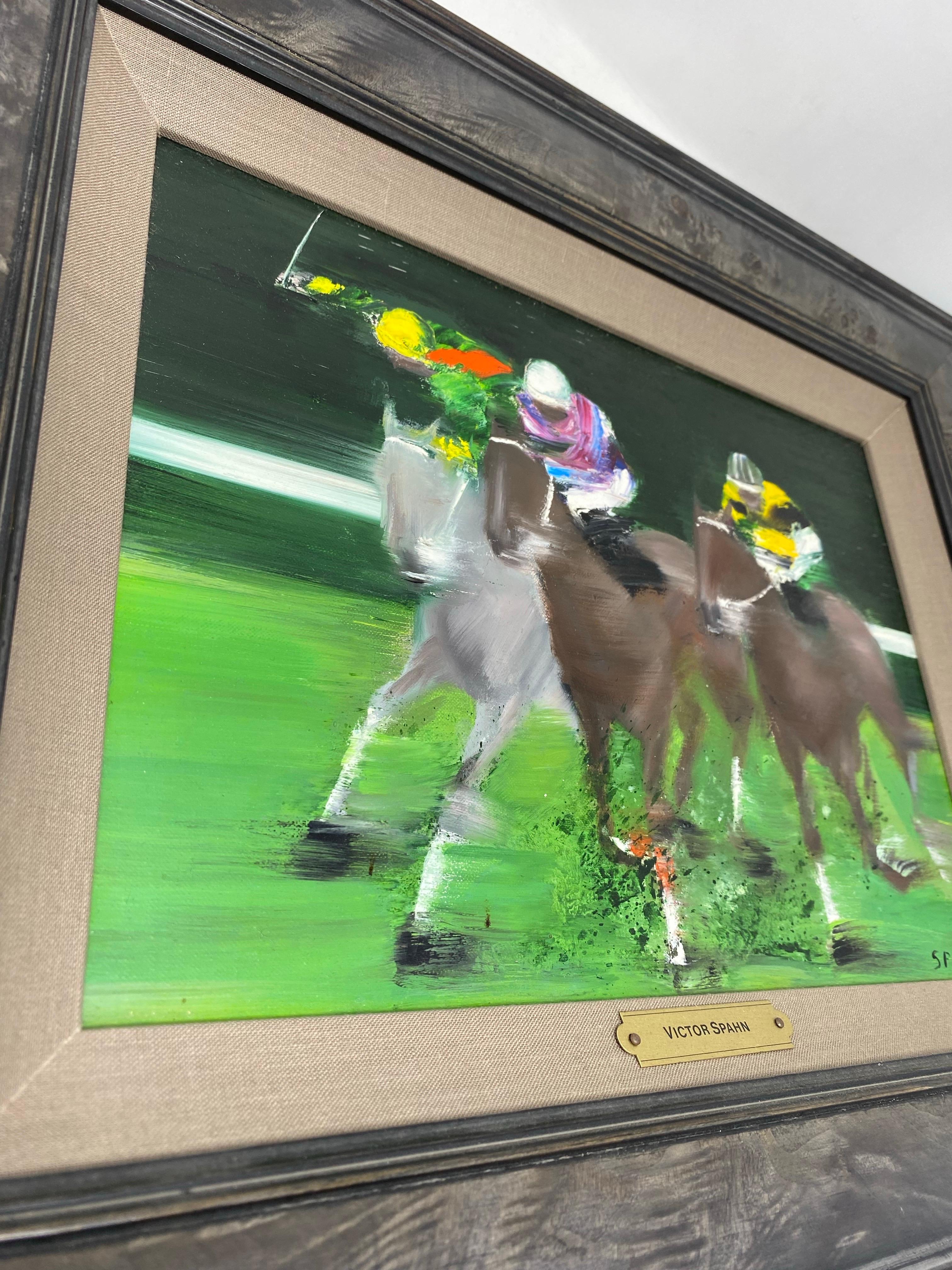 Originalgemälde Polospieler-Szene von Victor Spahn im Angebot 1