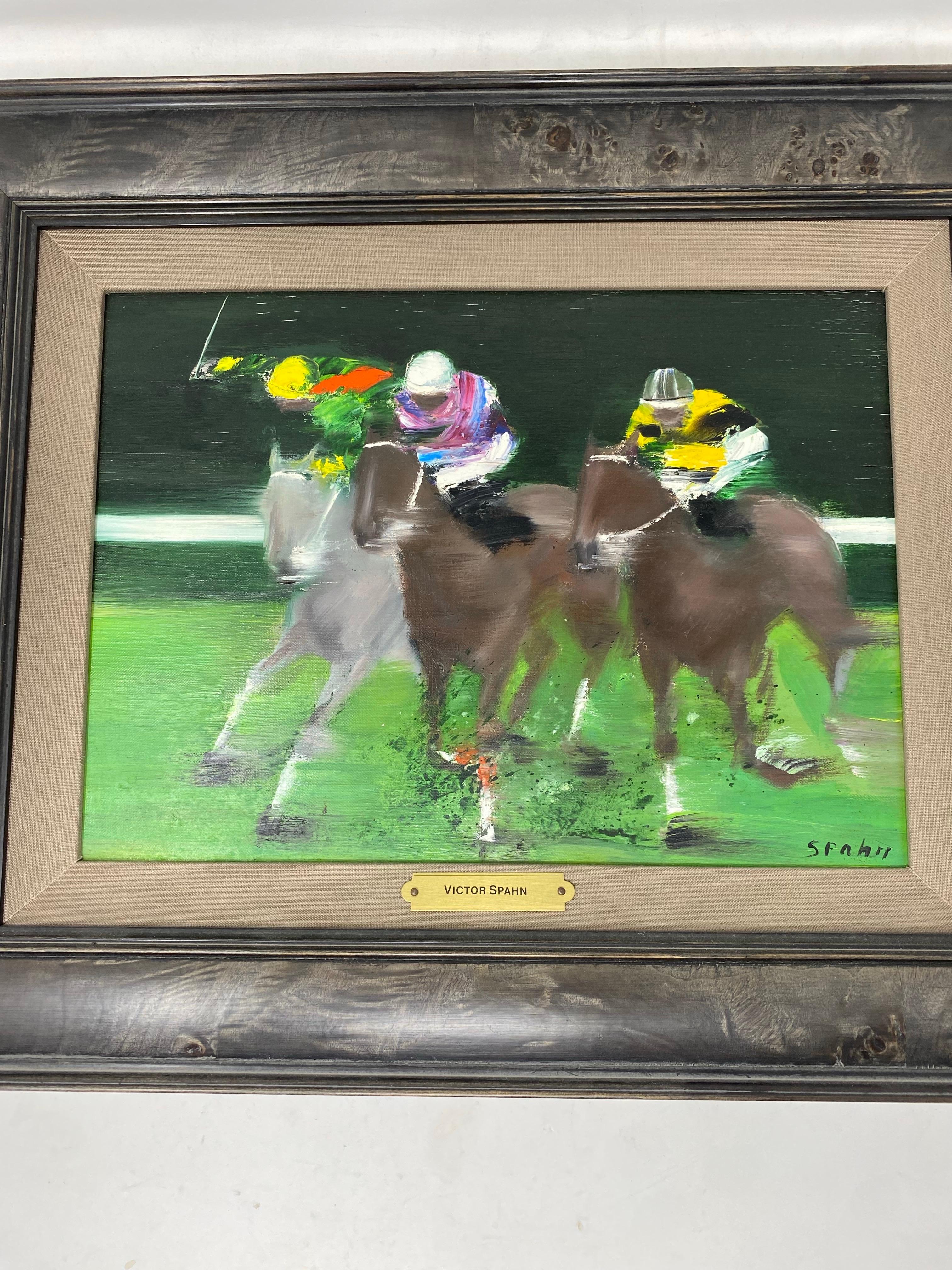 Originalgemälde Polospieler-Szene von Victor Spahn im Angebot 2