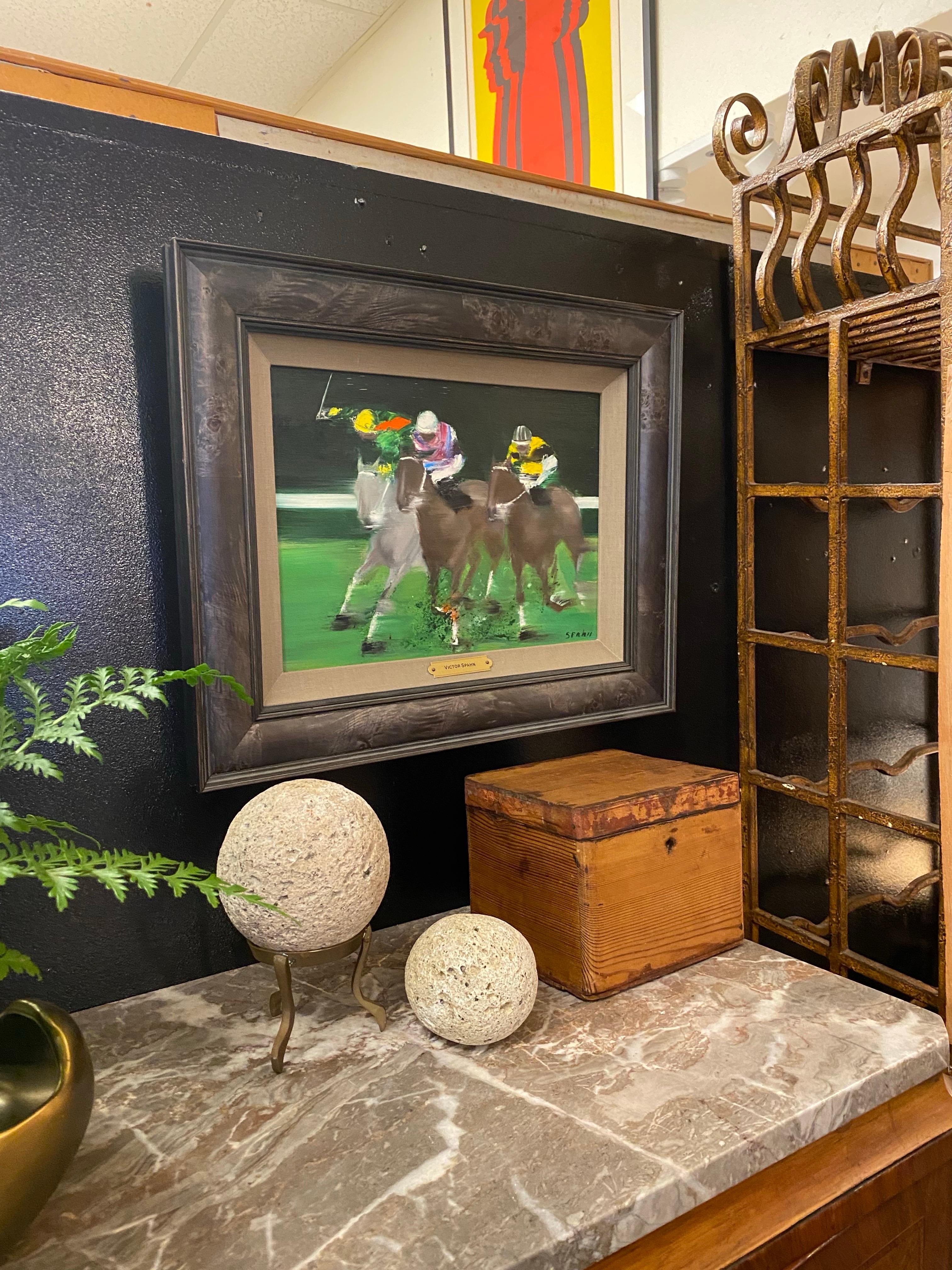 Originalgemälde Polospieler-Szene von Victor Spahn im Angebot 4