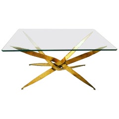 Striking Brutal Dining Table Torch Cut Steel in Gold Leaf Finish