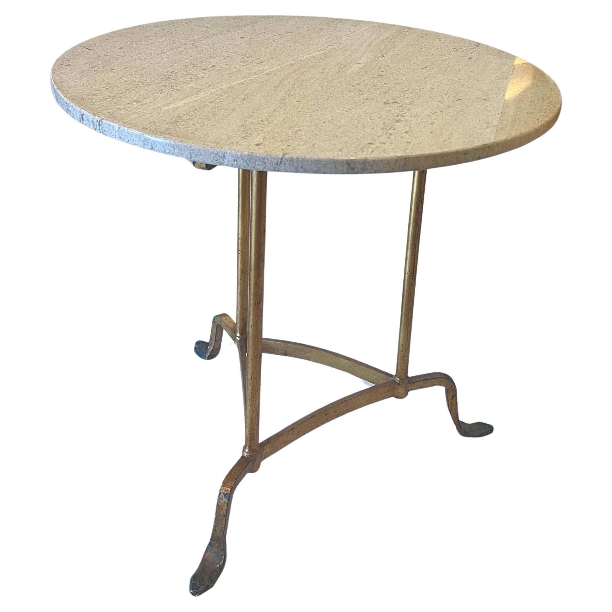 Hollywood Regency Italian Marble & Gold Guild Gueridon Occasional Table For Sale