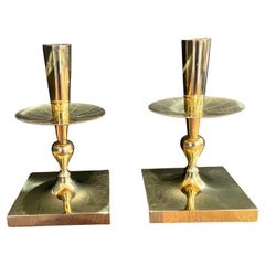 Pair of Tommi Parzinger Brass Candleholders Made by Dorlyn Silversmiths