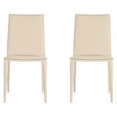 Ein Paar postmoderne Stühle aus cremefarbenem Leder von Bottega von Frag, Italien