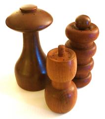 Trio of Teak Salt and Pepper Shakers Designed by Quistgaard for Dansk