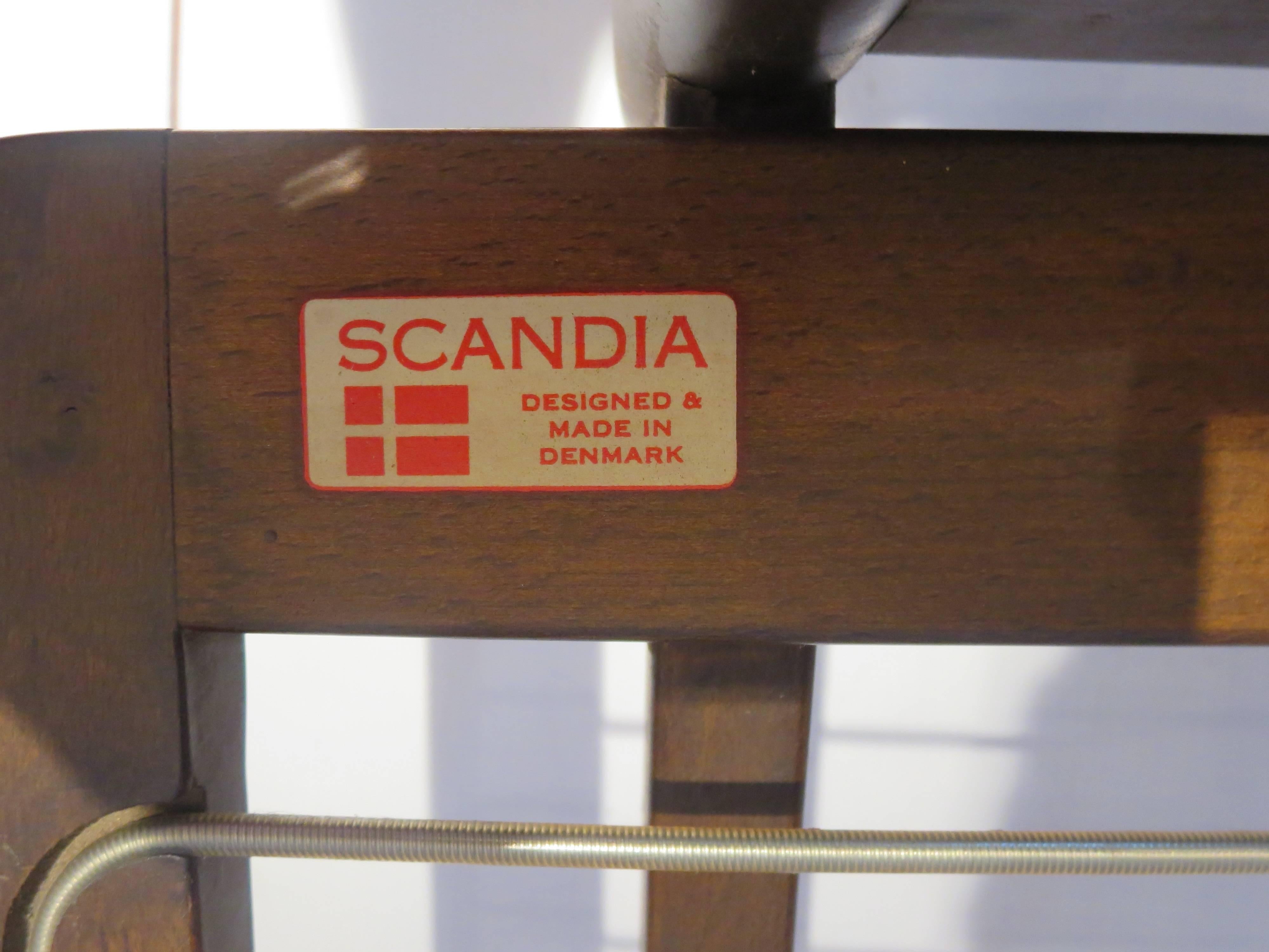 Pair of 1950s Danish modern walnut finish club chairs by Scandia In Good Condition In San Diego, CA