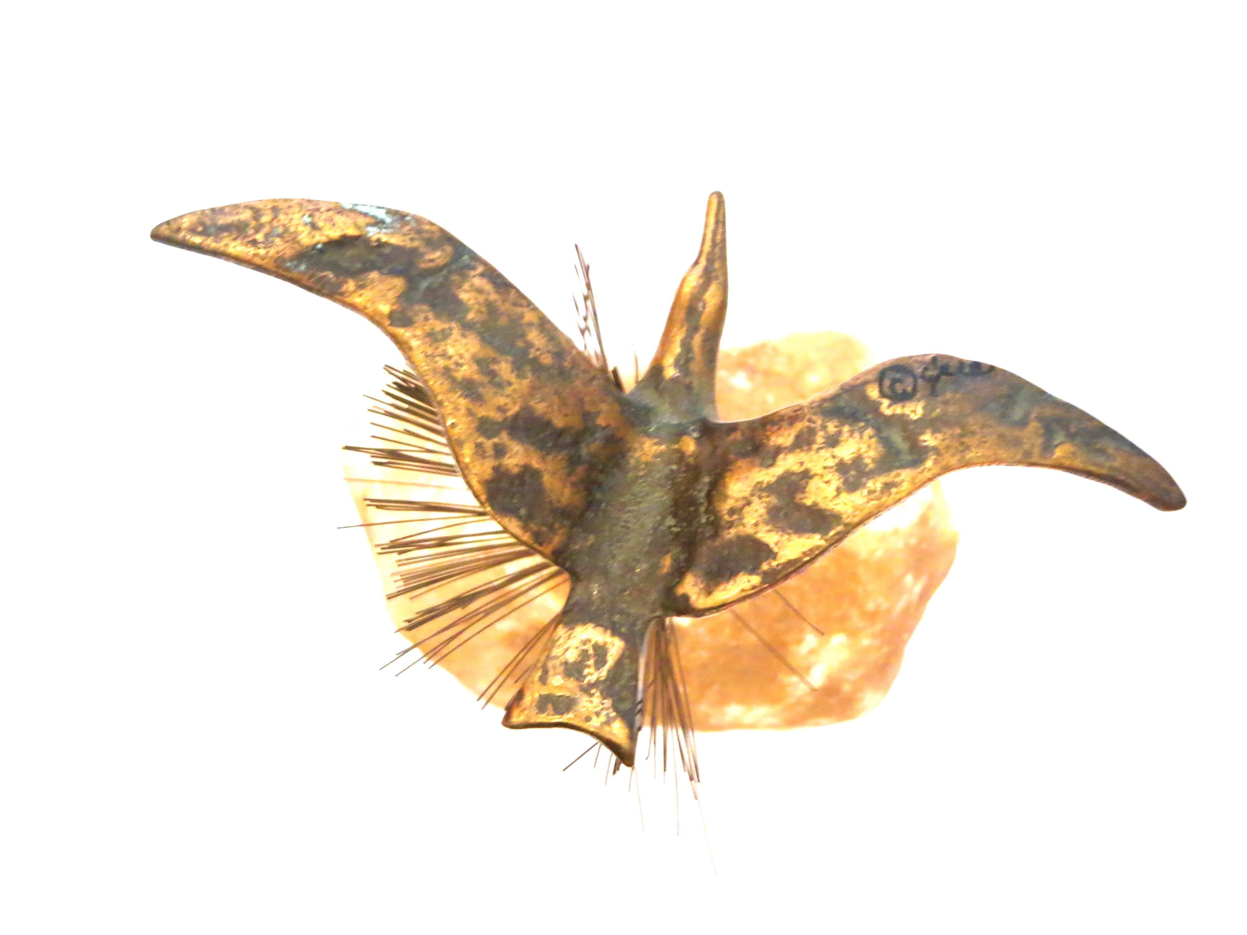 Flying Bird Solid Bronze and Raw Marble Sculpture by Curtis Jere studio In Excellent Condition In San Diego, CA