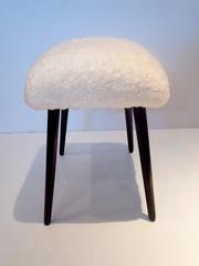 1950s American Modern Midcentury Sheep Skin Ottoman or Foot Stool
