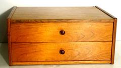 Pair of Danish Modern rosewood floating double drawer night stands