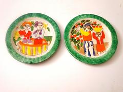 Pair of Decorative Hand-Painted Italian Ceramic Plates by DeSimone