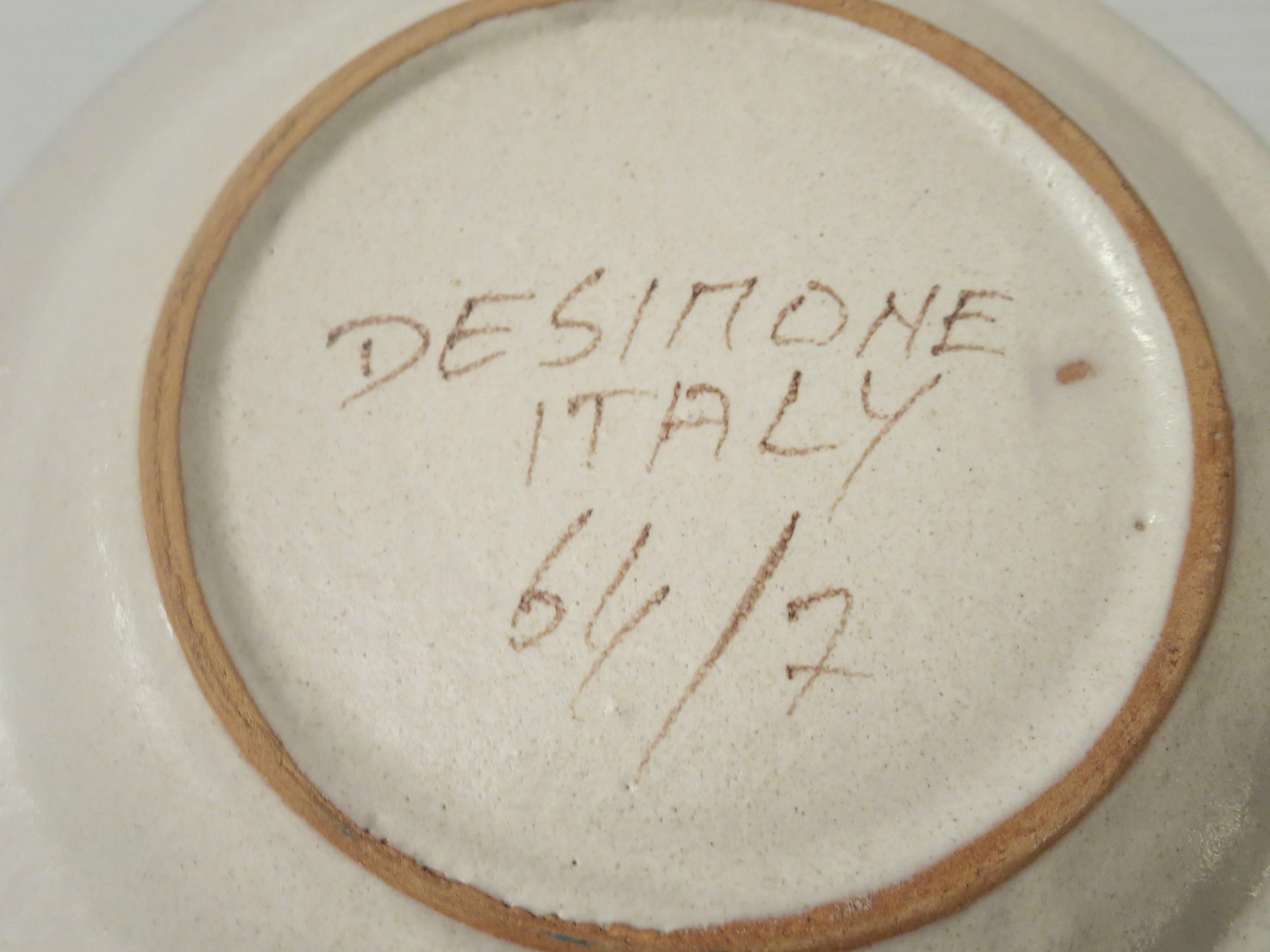 20th Century Pair of Decorative Hand-Painted Italian Ceramic Plates by DeSimone