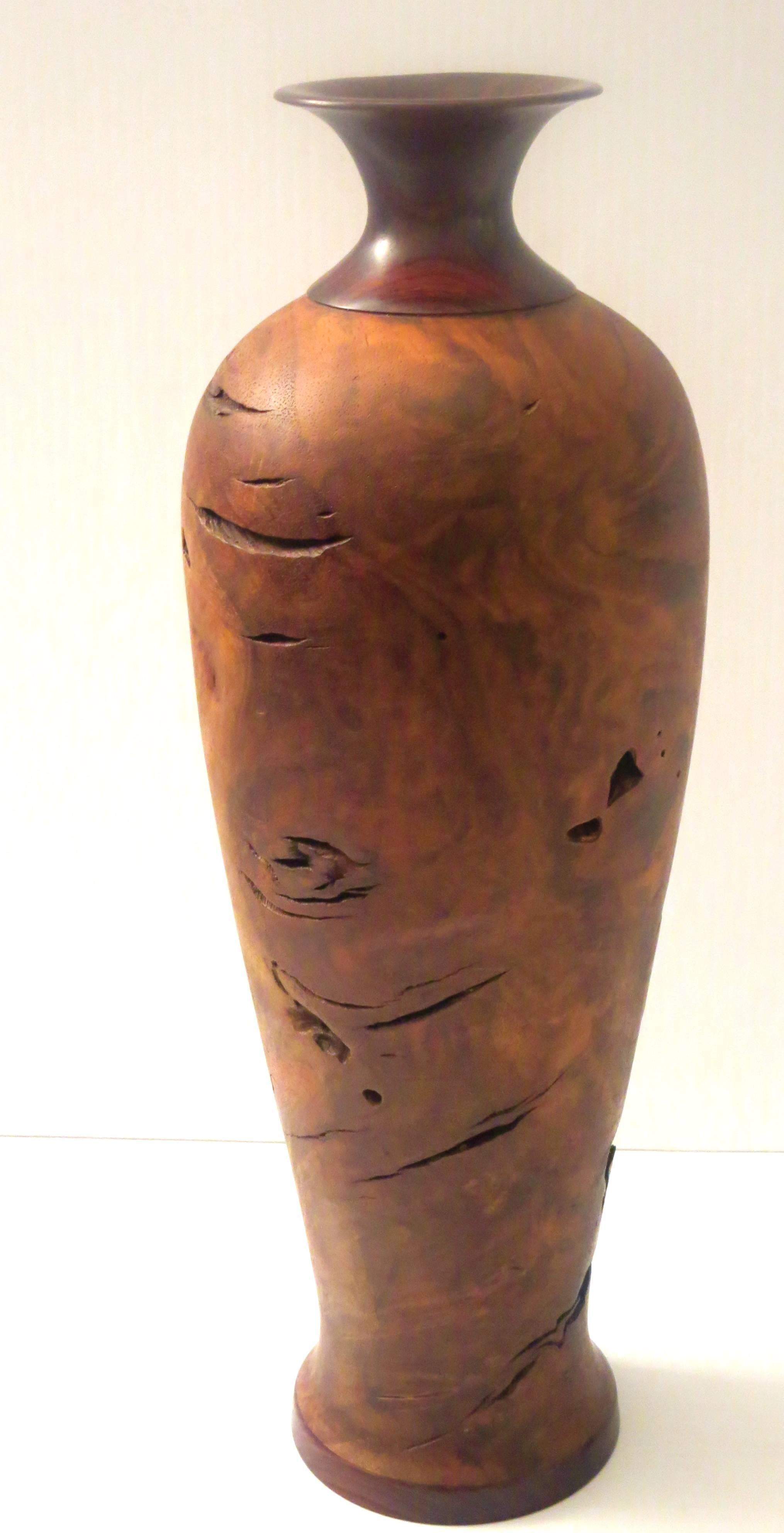 burl wood vase