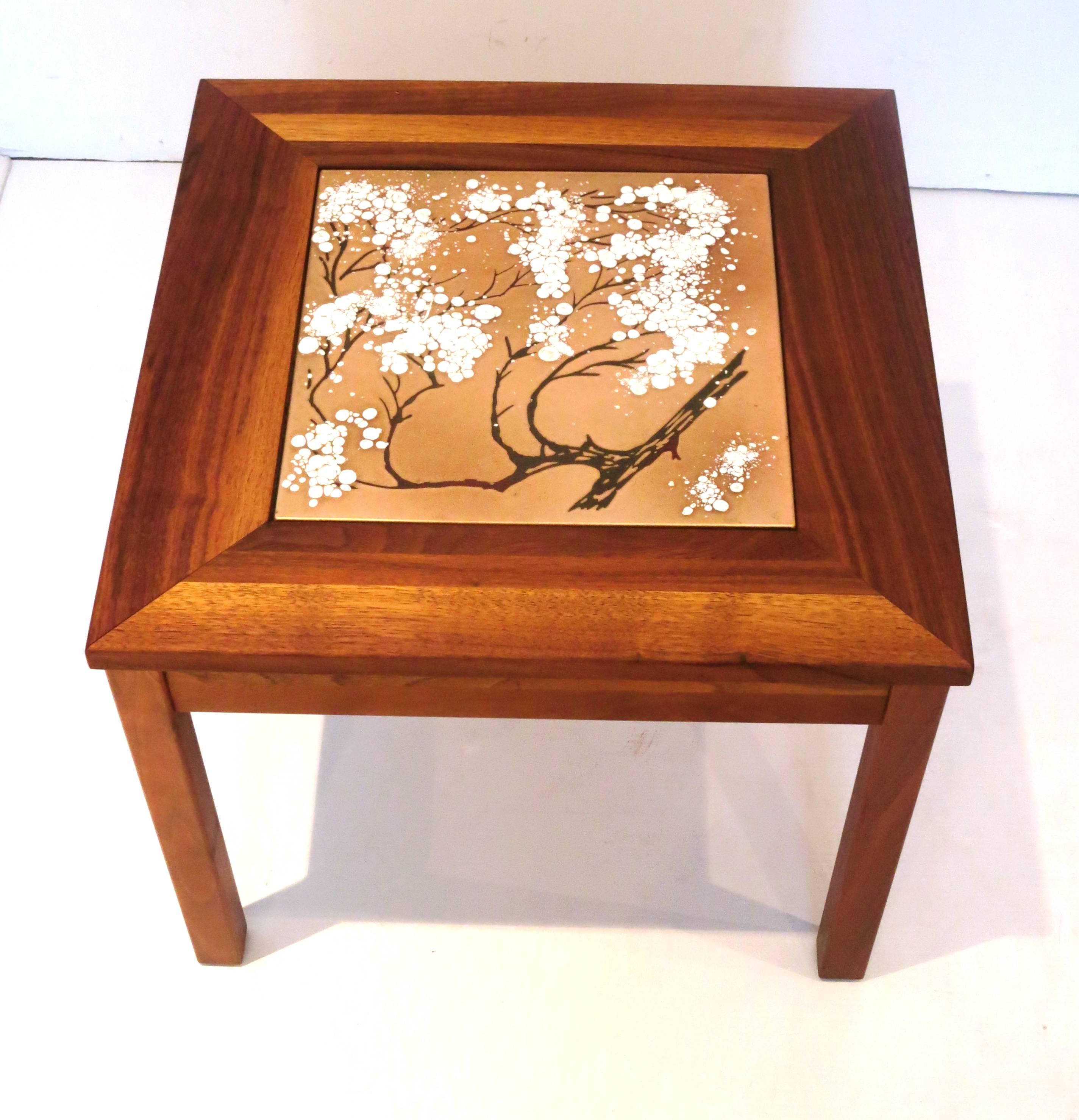 Pair of Solid Walnut Enameled End Tables Designed by Jhon Keal for Brown Saltman In Excellent Condition In San Diego, CA