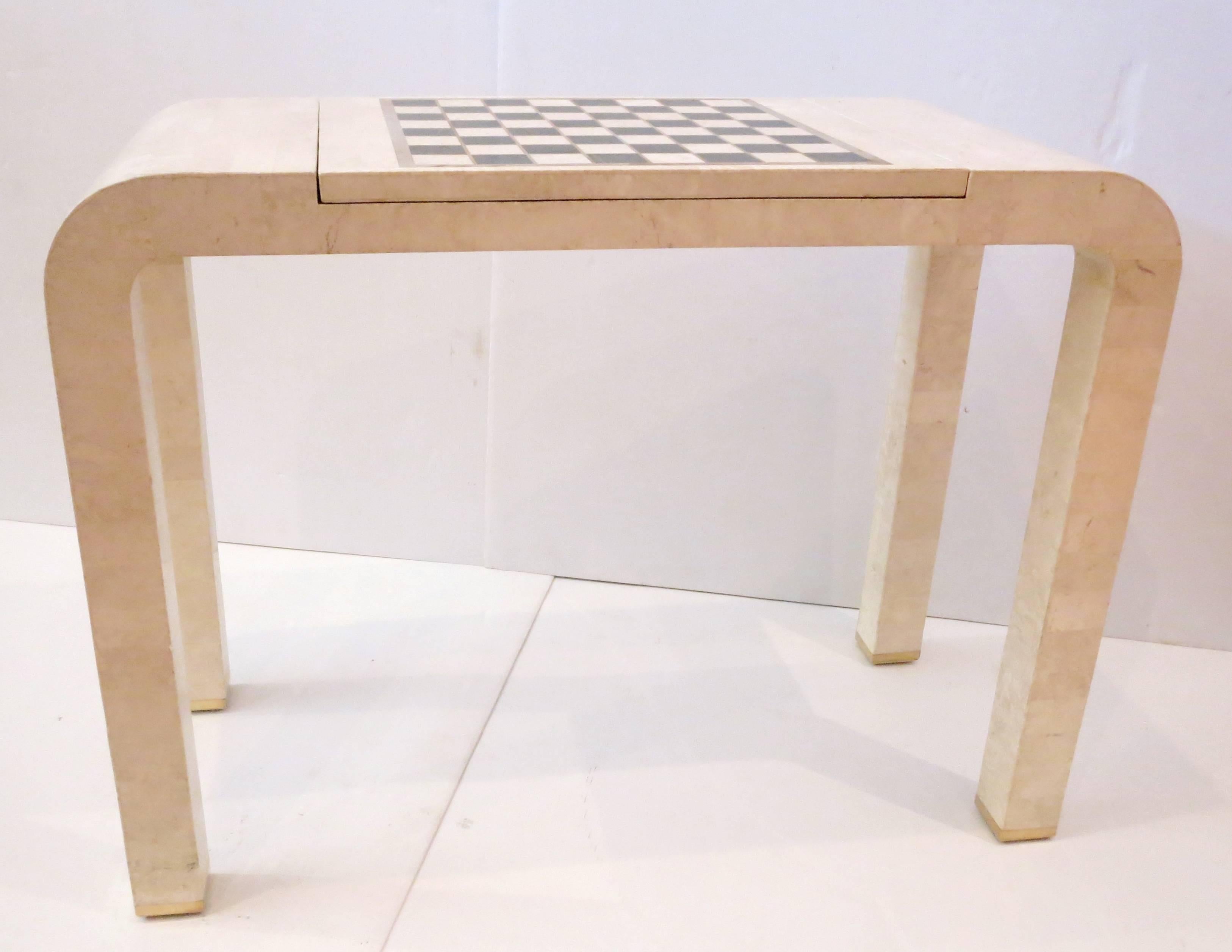 Hollywood Regency Tessellated Stone Chess Backgammon Console Table by Maitland Smith