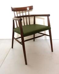 Danish Modern Windsor Style Spindle Back Armchair in Leather Seat