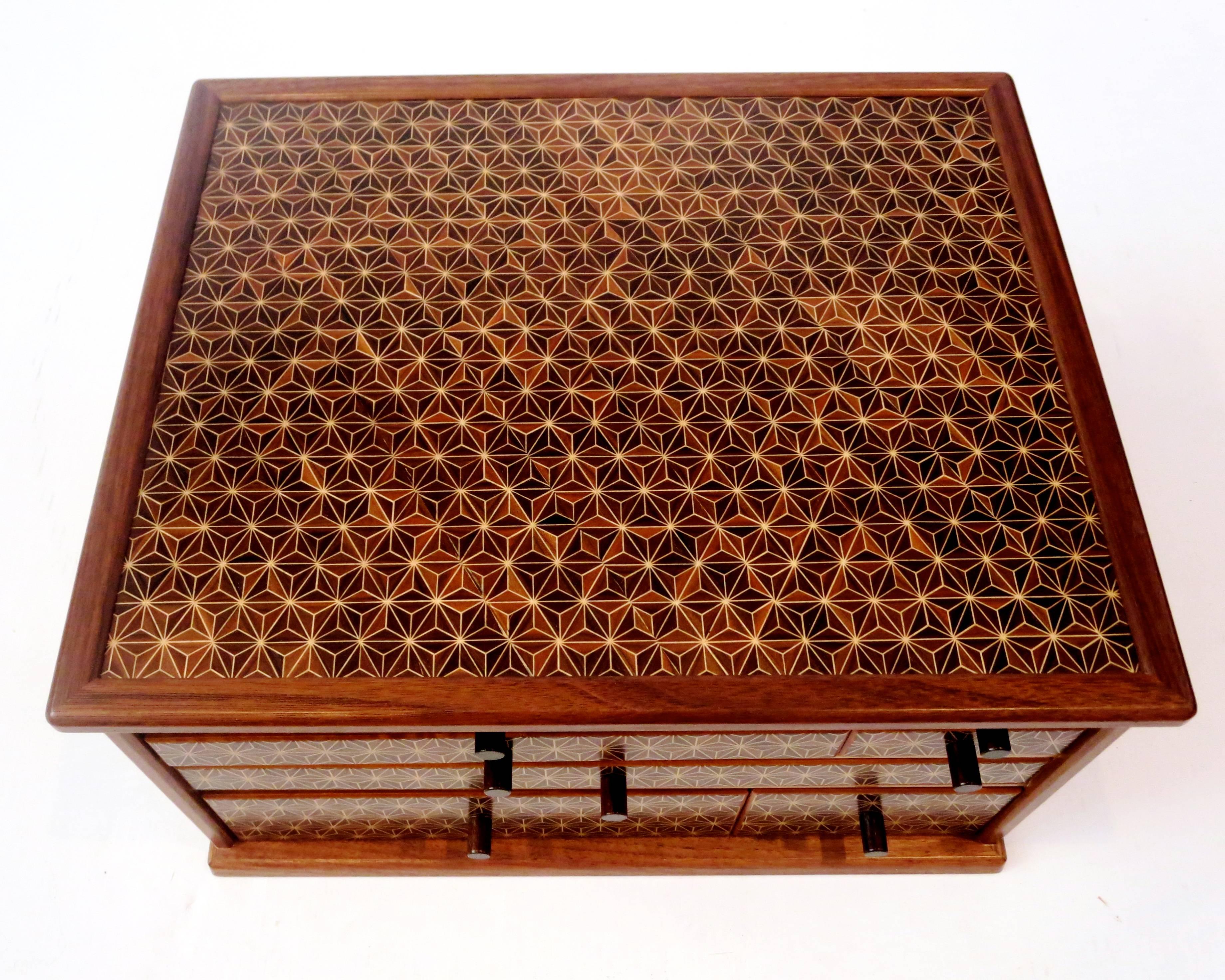 Mahogany Mid Century Modern Rosewood Japanese Jewelry Dresser Tansu Box