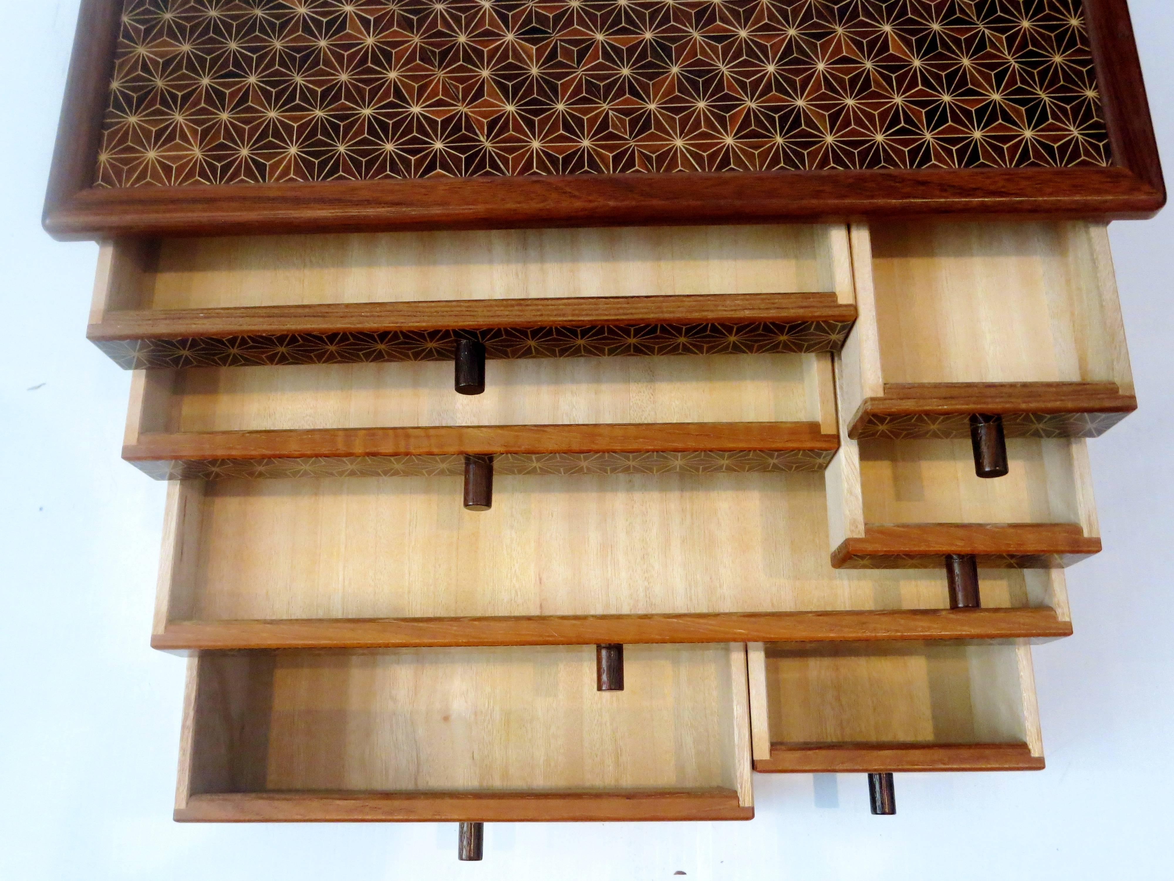Mid-Century Modern Mid Century Modern Rosewood Japanese Jewelry Dresser Tansu Box